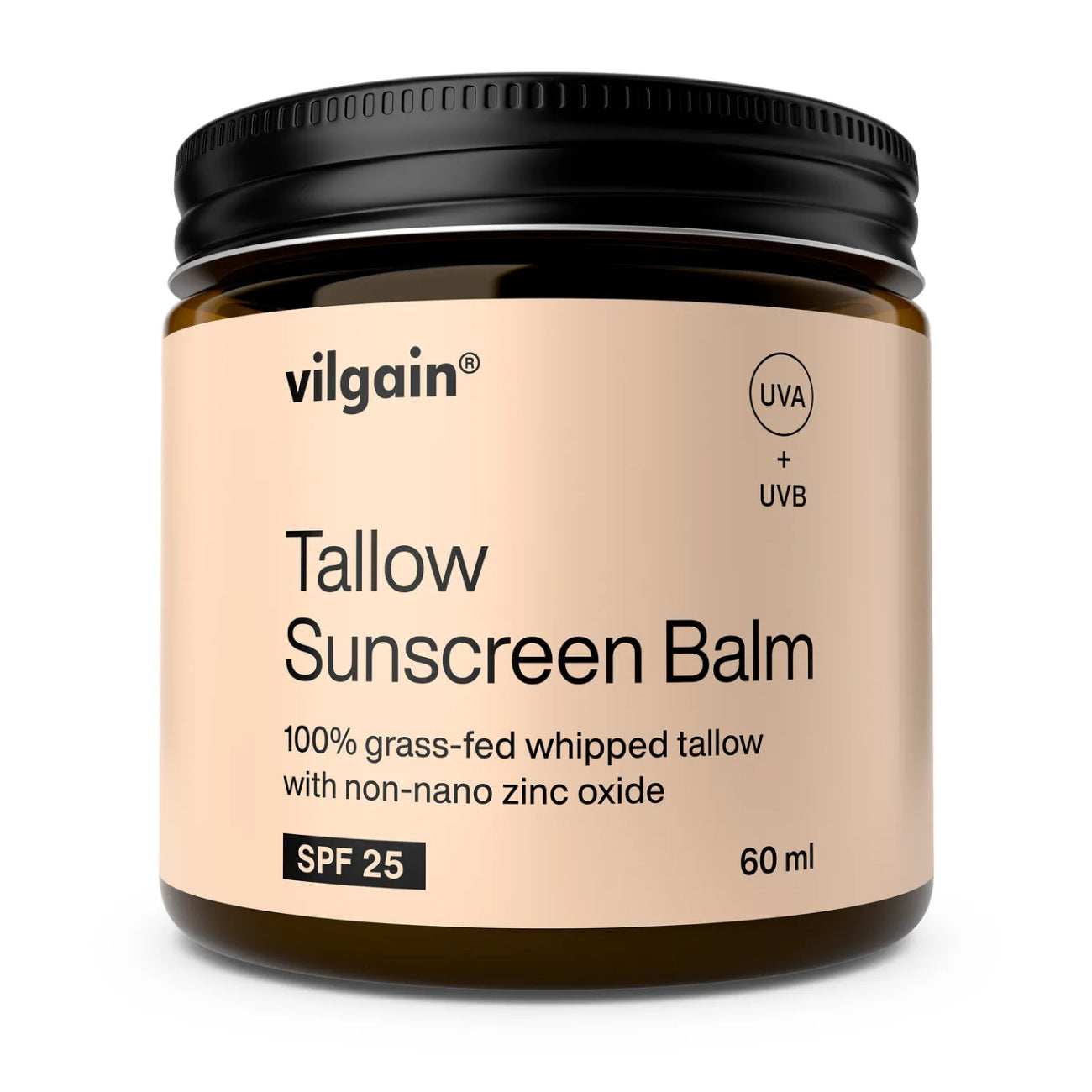 Balsam z ekologicznego łoju wołowego z mineralnym filtrem UV SPF 25 (Tallow Sunscreen Balm) 60 ml - Vilgain