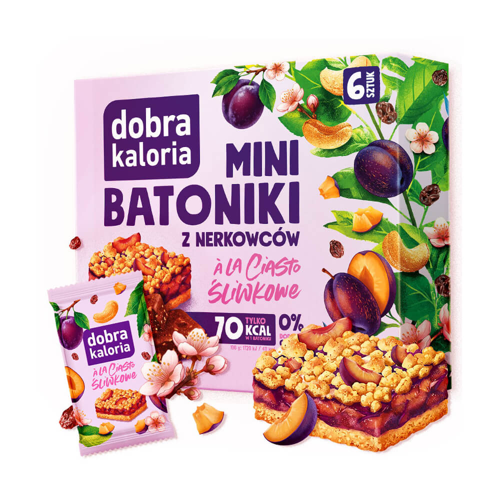 Mini batoniki z nerkowców à la ciasto śliwkowe (6 × 17 g) 102 g - Dobra Kaloria