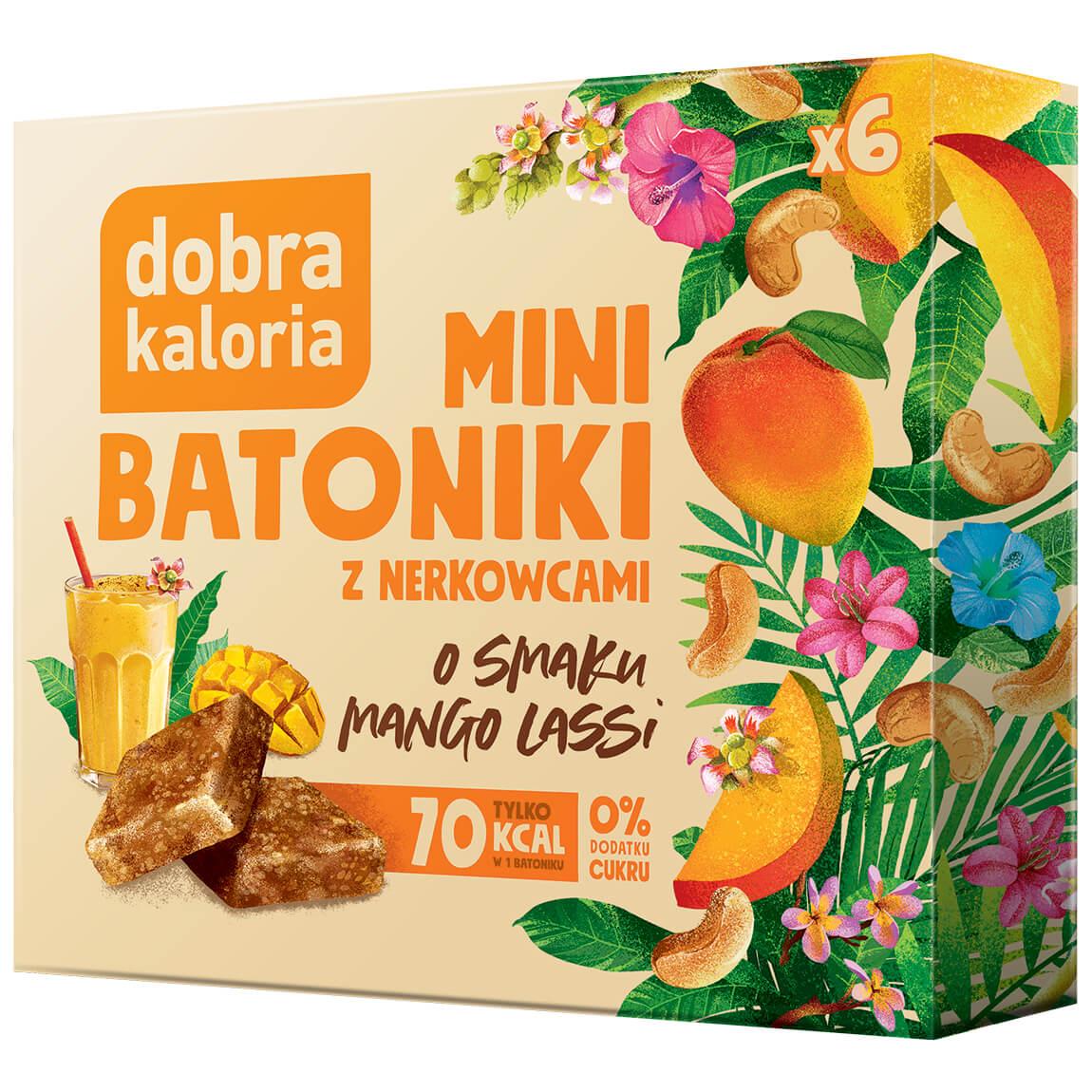 Batoniki z nerkowców o smaku mango lassi (6 × 17 g) 102 g - Dobra Kaloria