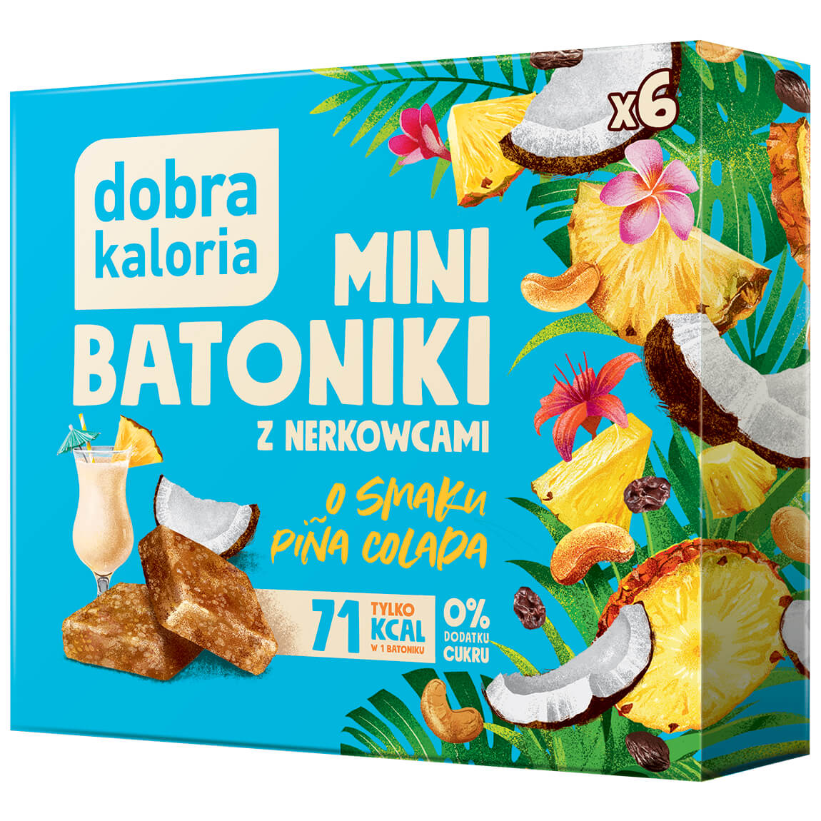 Batoniki z nerkowców o smaku pina colada (6 × 17 g) 102 g - Dobra Kaloria