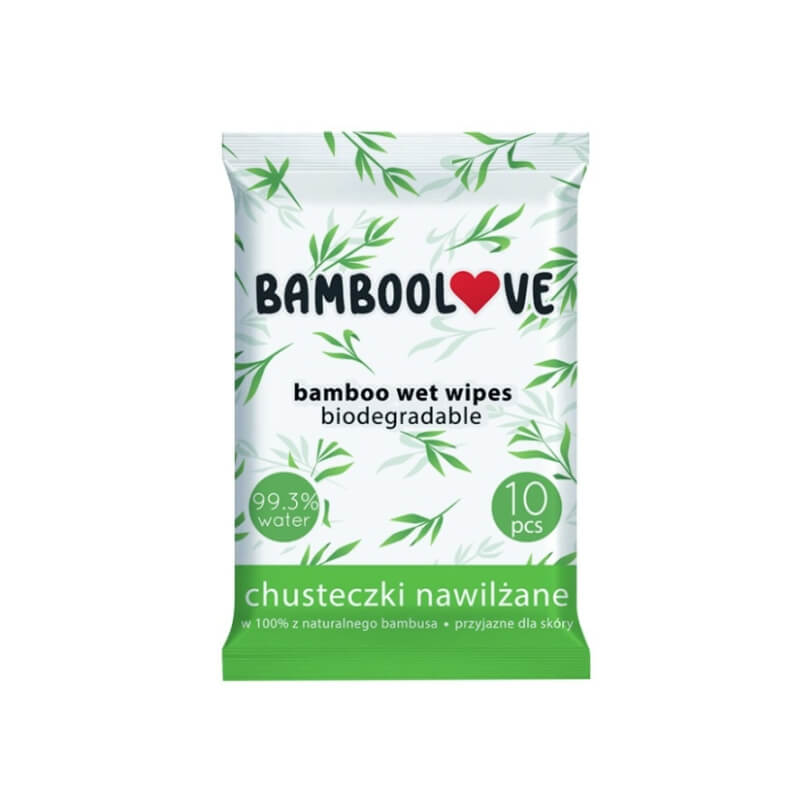 Chusteczki bambusowe nawilżane 10 szt. - Bamboolove