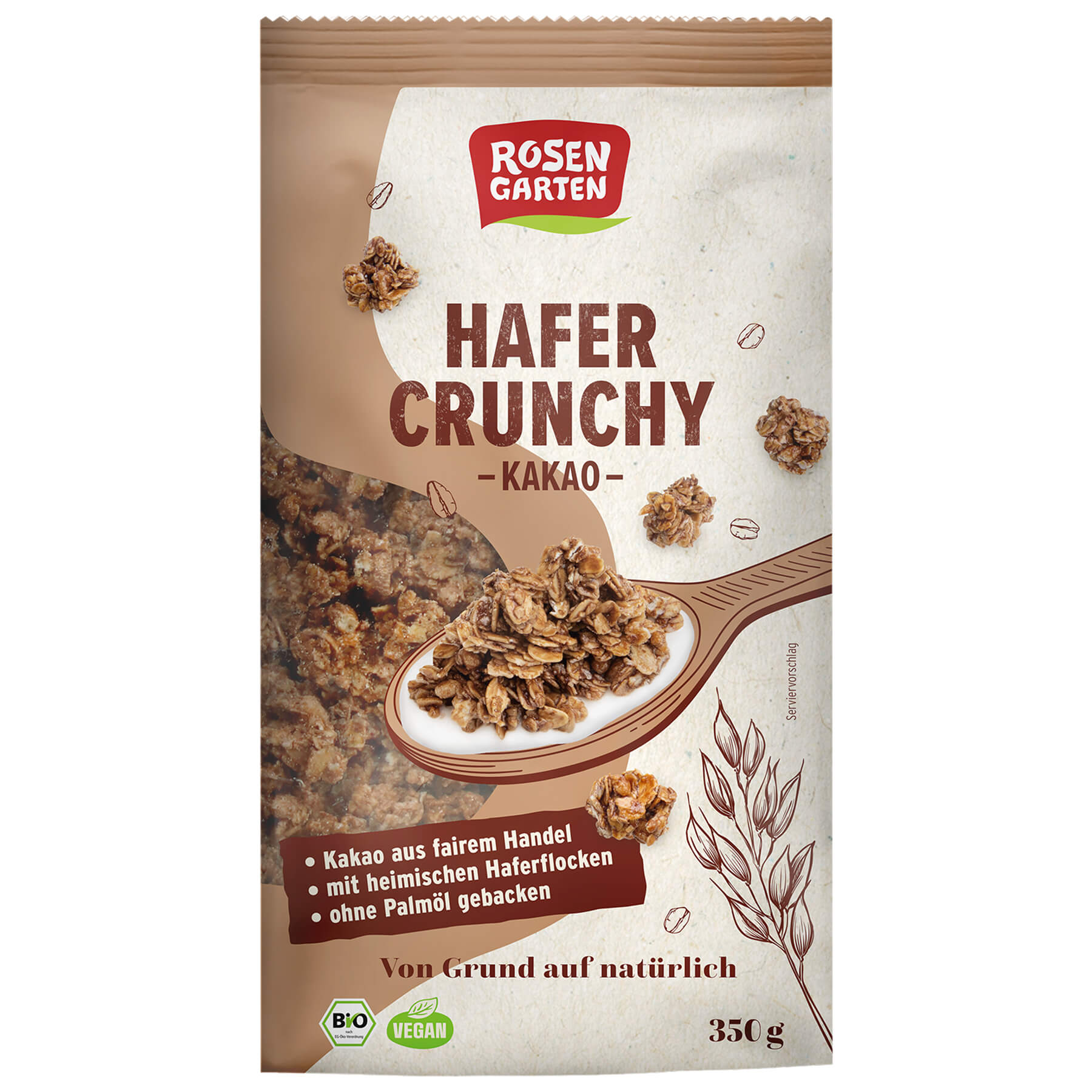 Crunchy owsiane z kakao BIO 350 g - Rosengarten