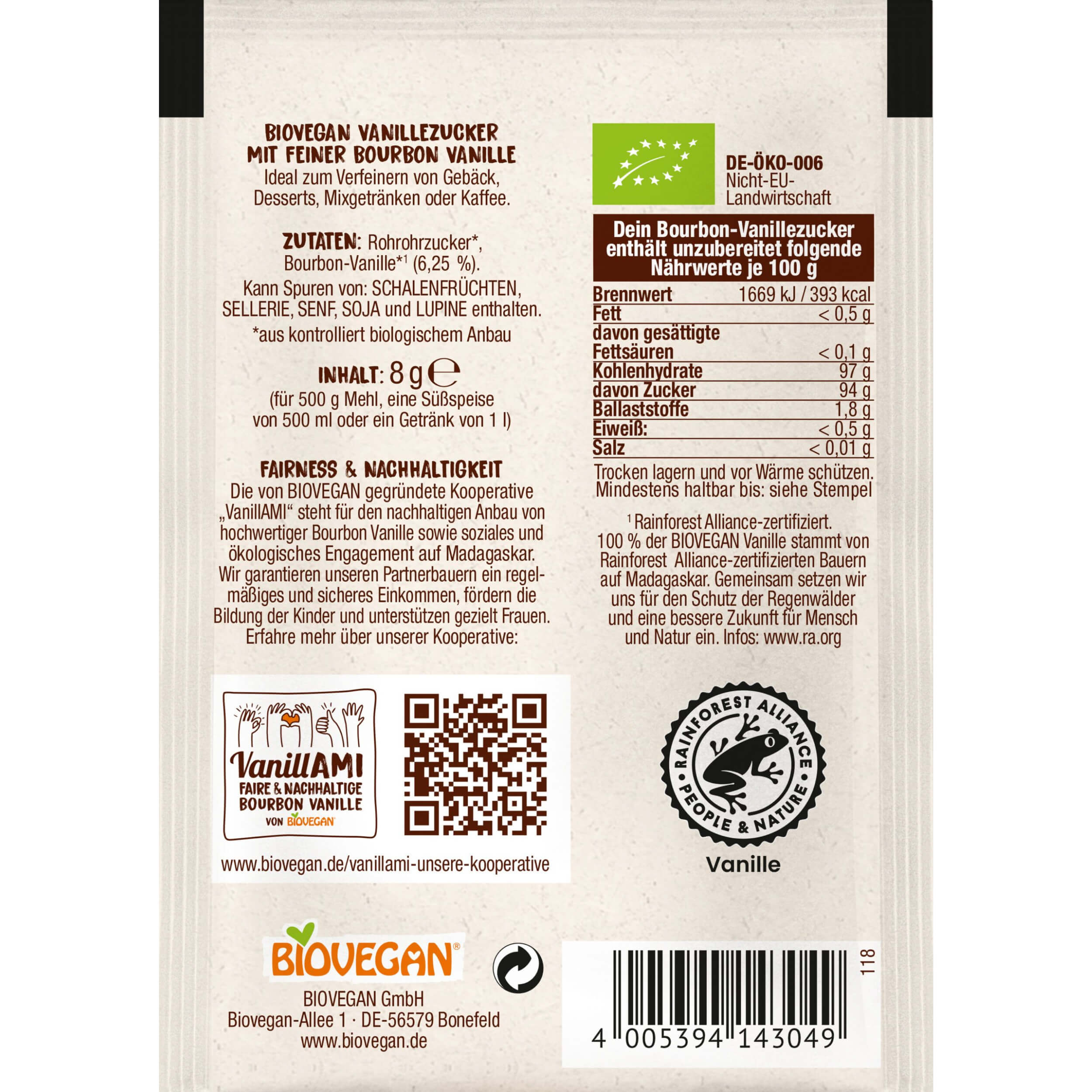 Cukier waniliowy BIO (4 × 8 g) 32 g - Biovegan