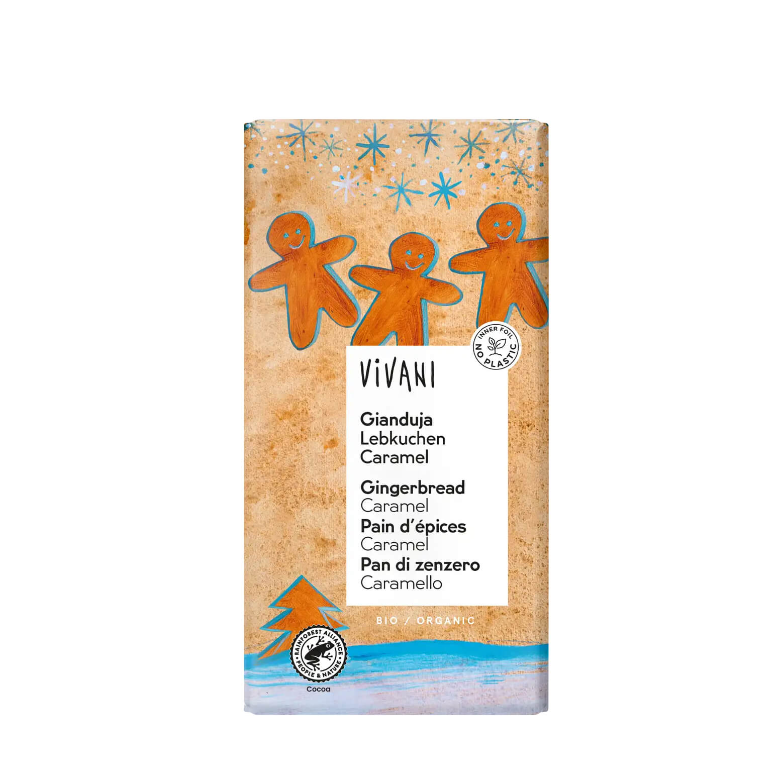 Czekolada gianduja z kawałkami piernika i karmelu BIO 100 g - Vivani