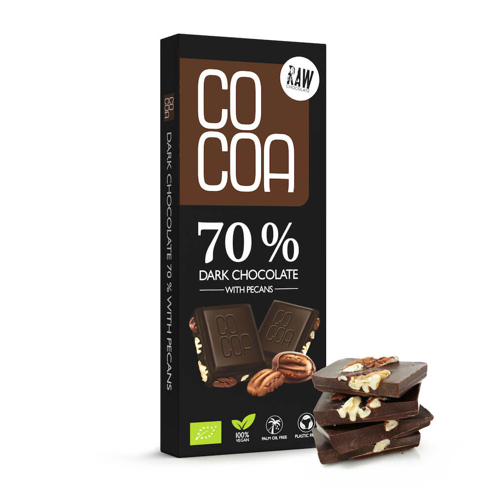 Czekolada gorzka surowa 70% z orzechami pekan BIO 40 g - Cocoa