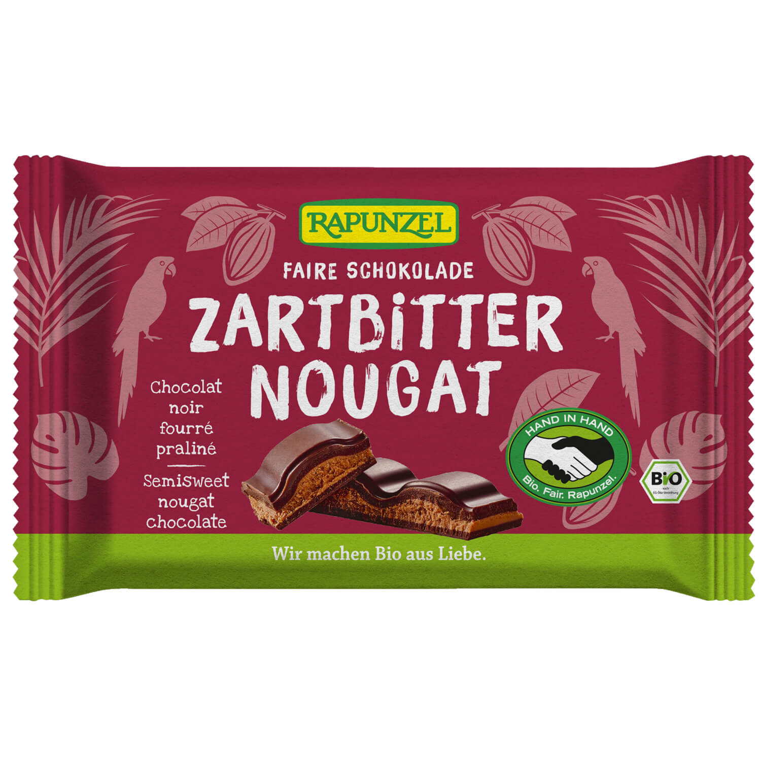 Czekolada gorzka z nadzieniem nugatowym BIO 100 g - Rapunzel