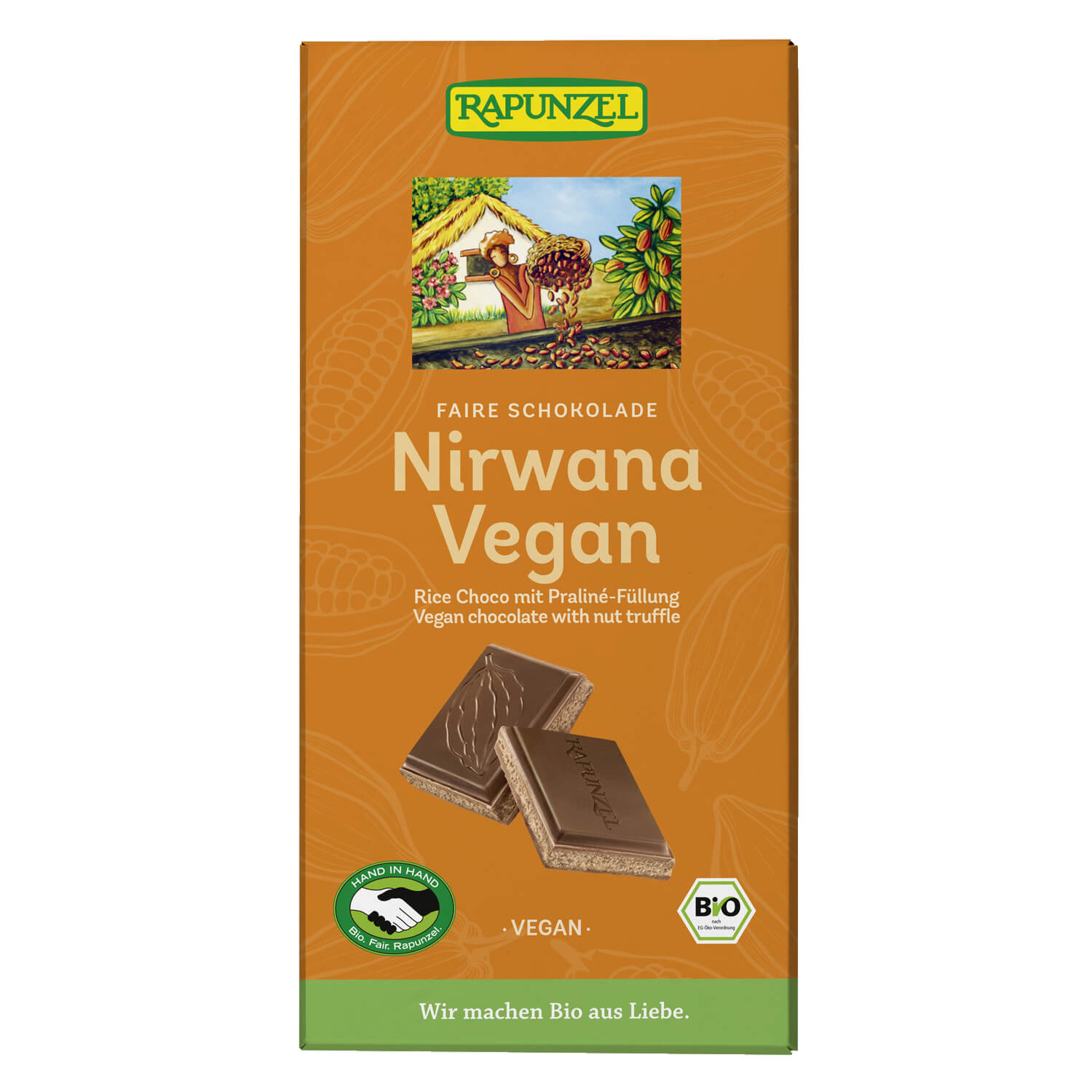 Czekolada kuwertura z nadzieniem pralinowym Nirvana BIO 100 g - Rapunzel