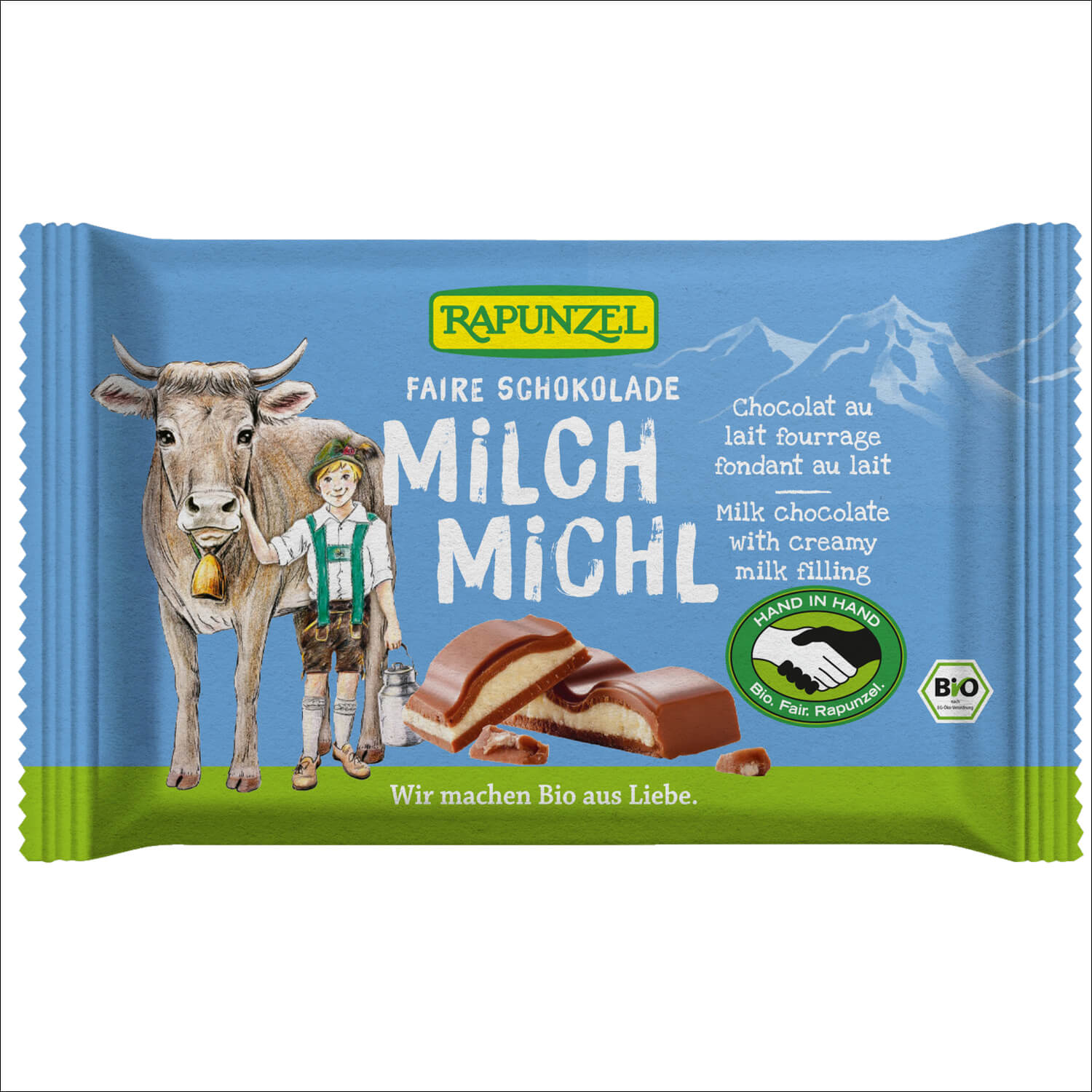 Czekolada mleczna z nadzieniem mlecznym dla dzieci BIO 100 g - Rapunzel