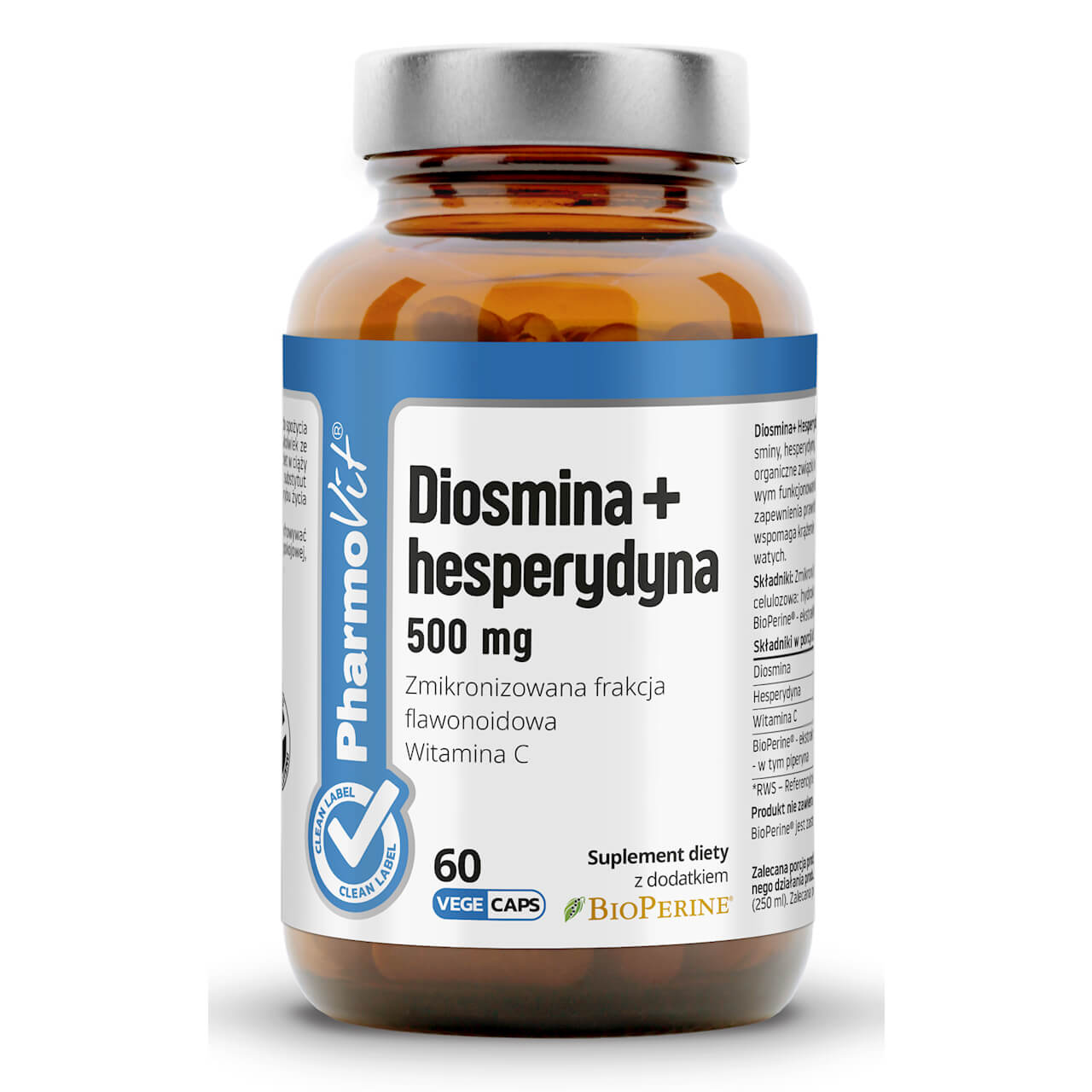 Diosmina i hesperydyna 500 mg 60 kapsułek - PharmoVit
