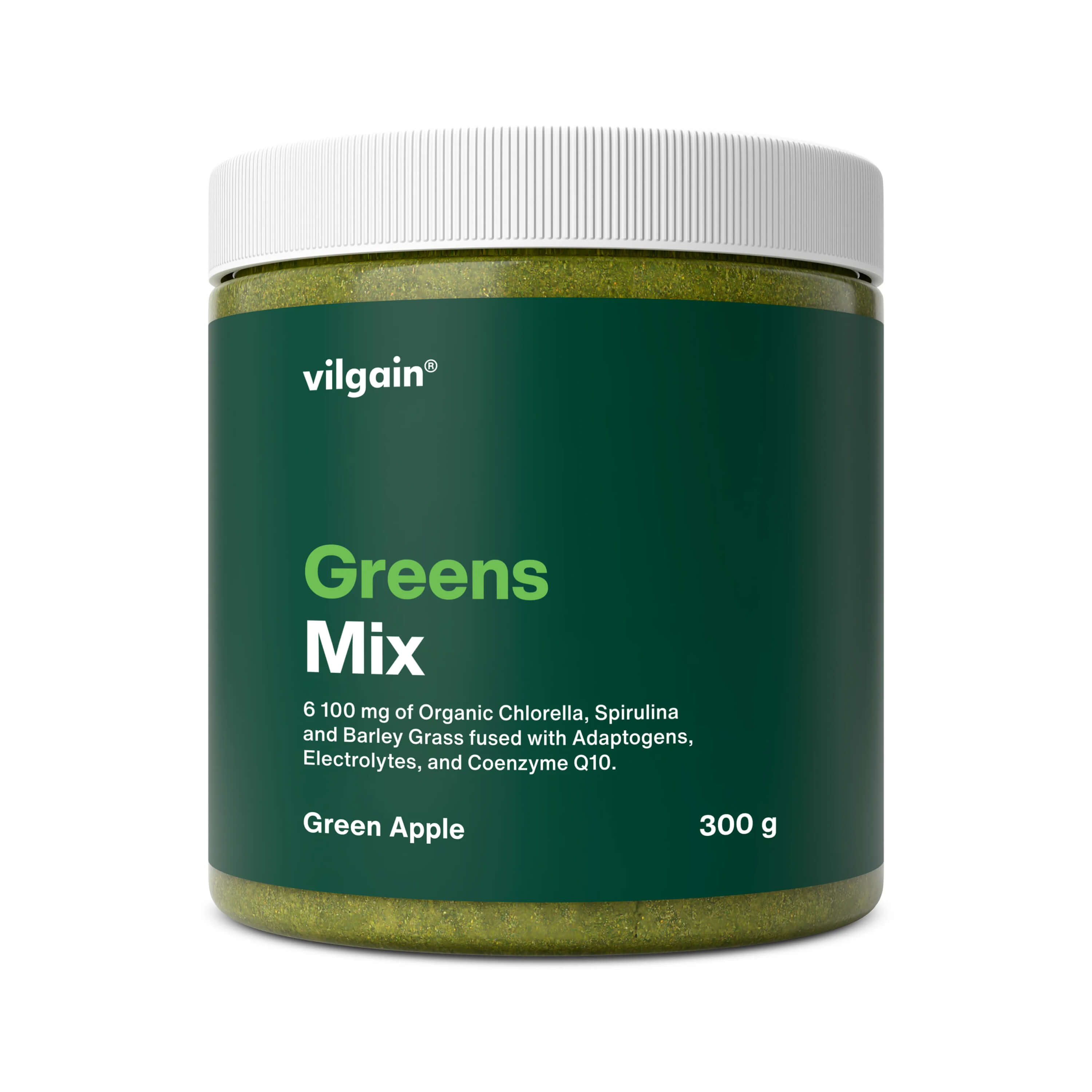 Vilgain Greens Mix: mieszanka superfoods zielone jabłko bez kofeiny 300 g