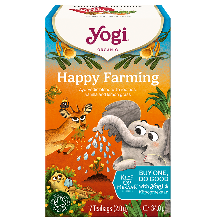 Herbata Happy Farming - herbatka rooibos z trawą cytrynową i wanilią BIO (17 × 2 g) 34 g - Yogi Tea