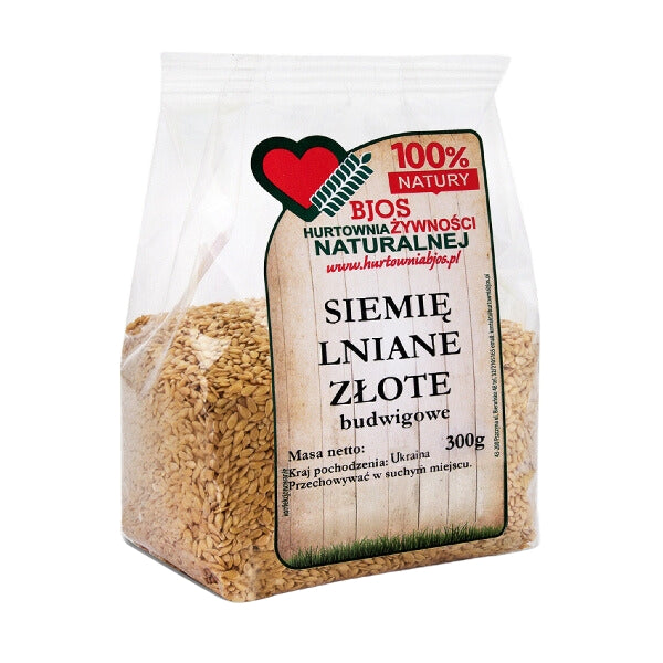 Len złoty (siemię lniane budwigowe) 300 g - Bjos