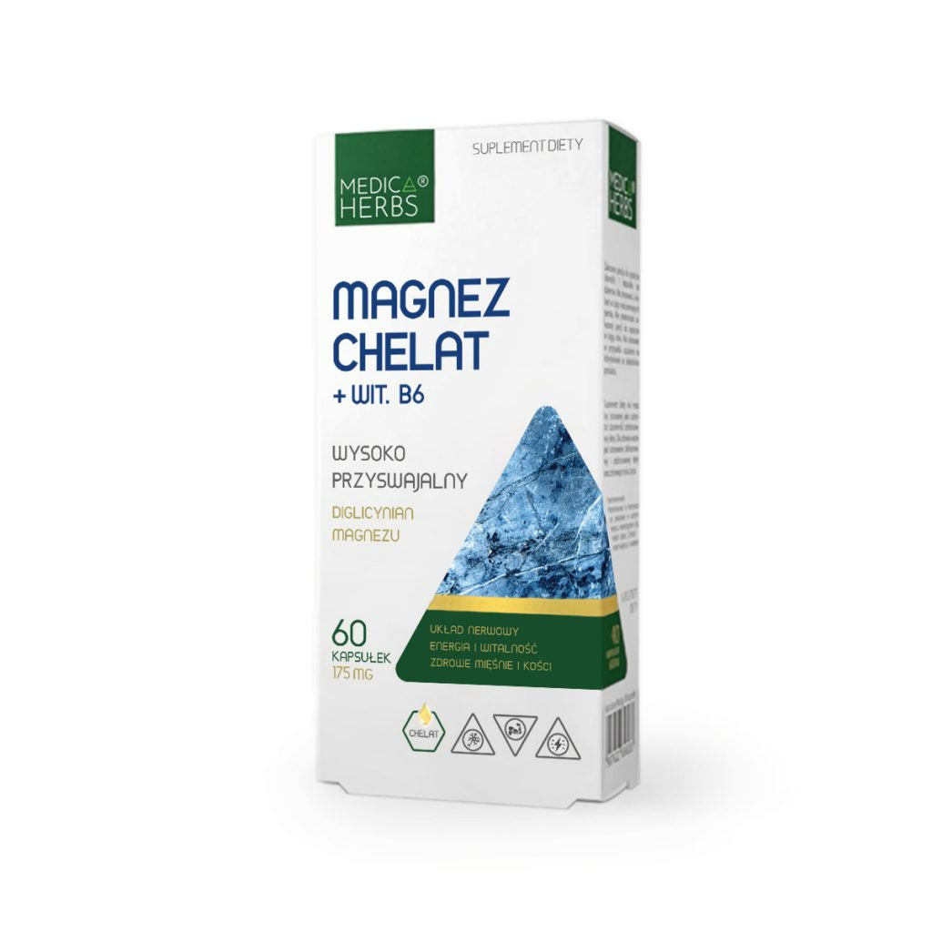 Magnez chelat i wit. B6 175 mg 60 kapsułek - Medica Herbs