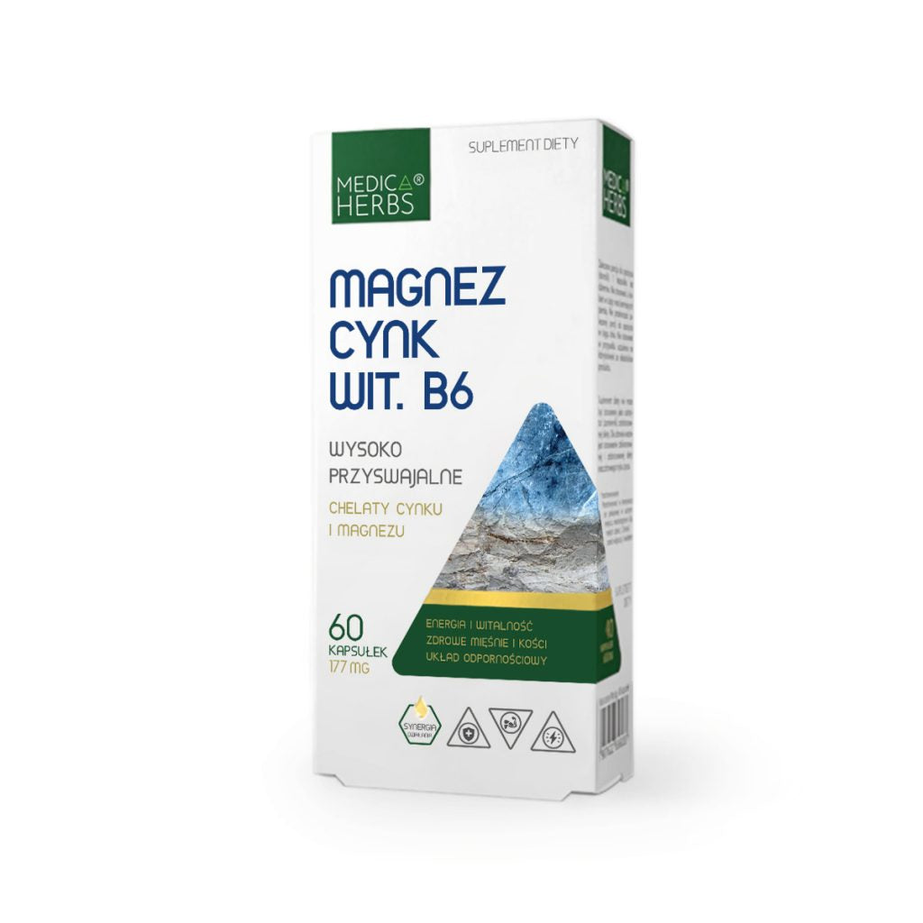 Magnez, cynk i wit. B6 177 mg 60 kapsułek - Medica Herbs