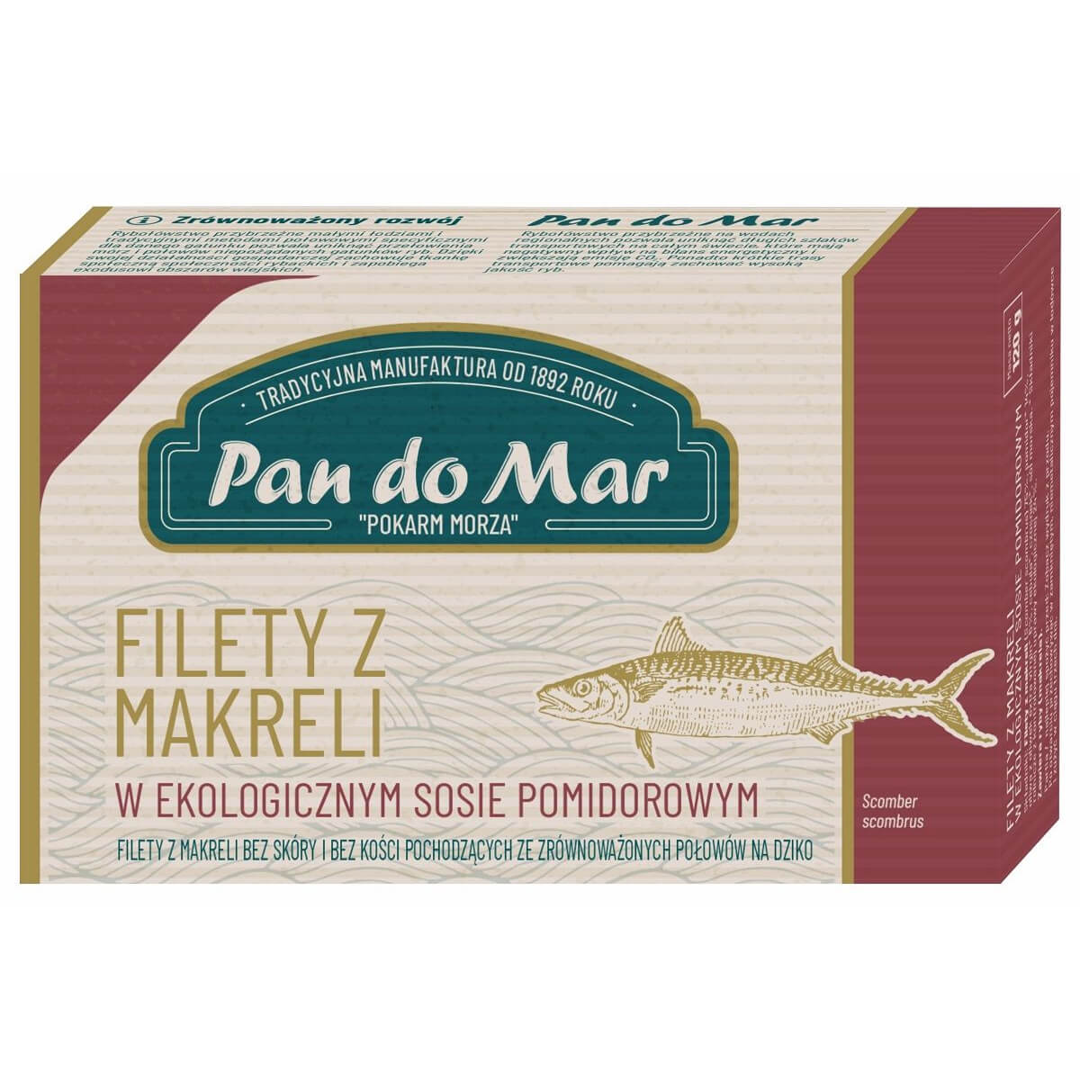 Makrela filety w BIO sosie pomidorowym 120 g - Pan do Mar