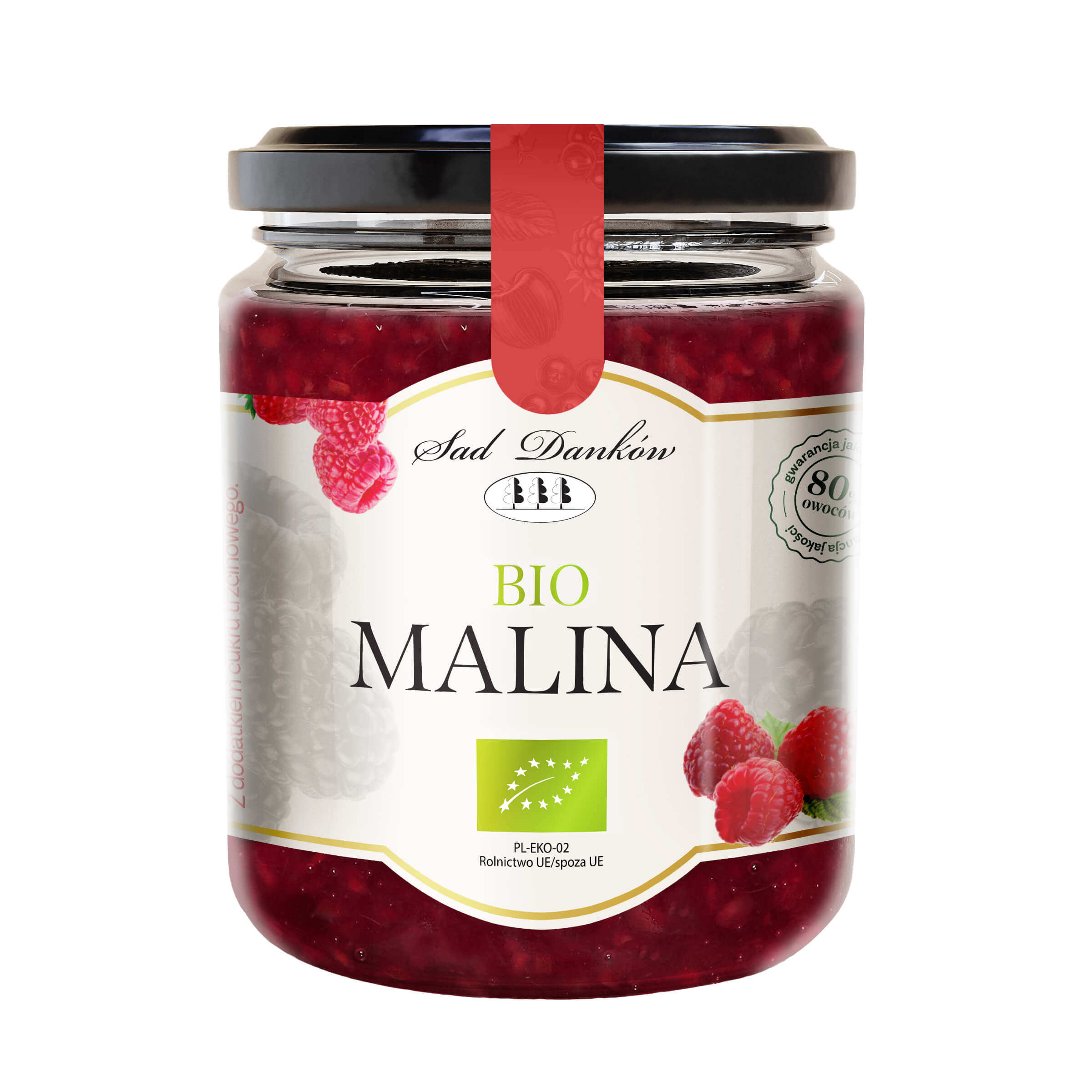 Malina 80% z cukrem trzcinowym BIO 270 g - Sad Danków