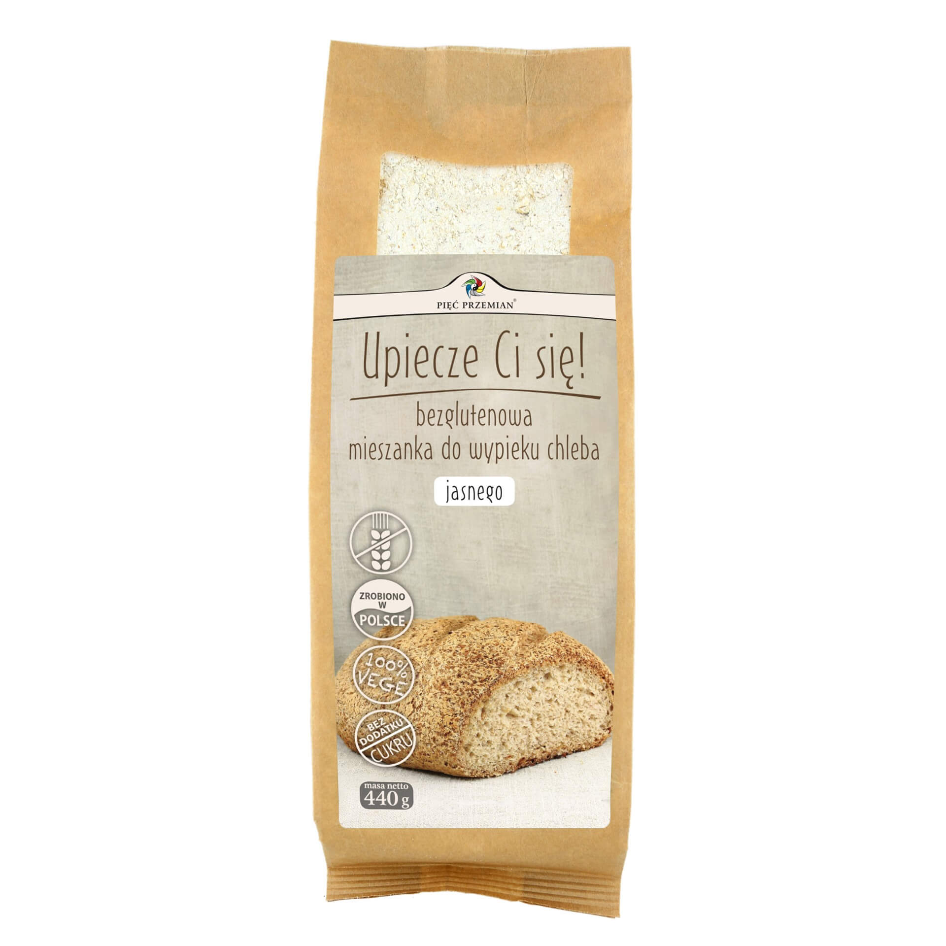 Mieszanka do wypieku chleba bezglutenowego jasnego 440 g - Pięć Przemian