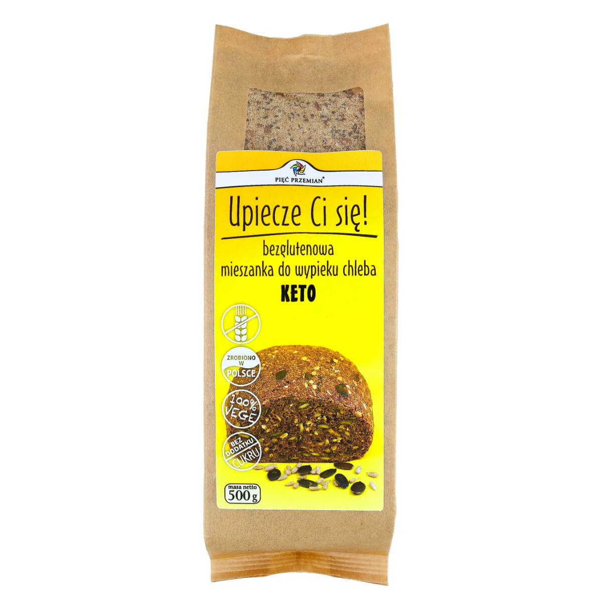 Mieszanka do wypieku chleba bezglutenowego keto 500 g - Pięć Przemian