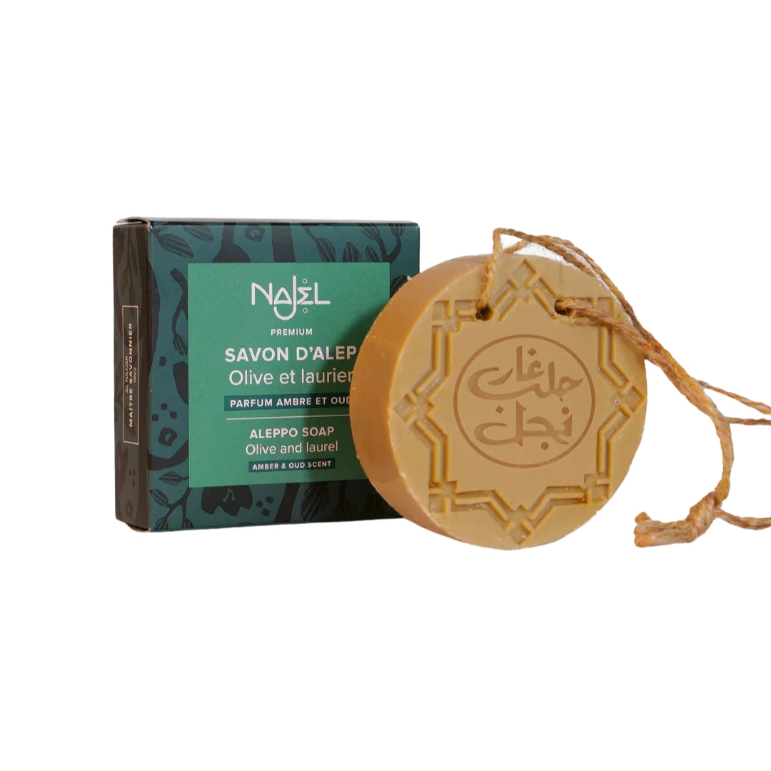 Mydło Aleppo bursztyn & oud do zawieszenia 150 g - Najel