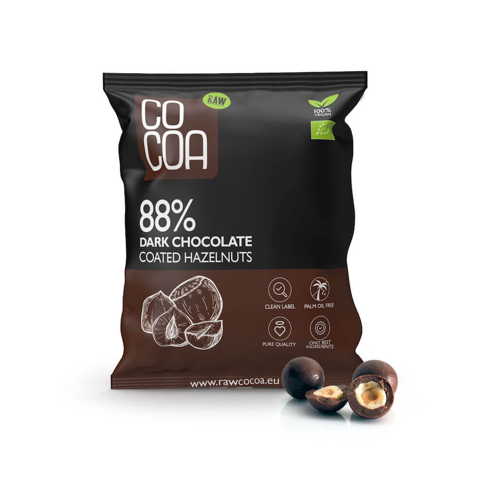 Orzechy laskowe w surowej czekoladzie 88% BIO 70 g - Cocoa