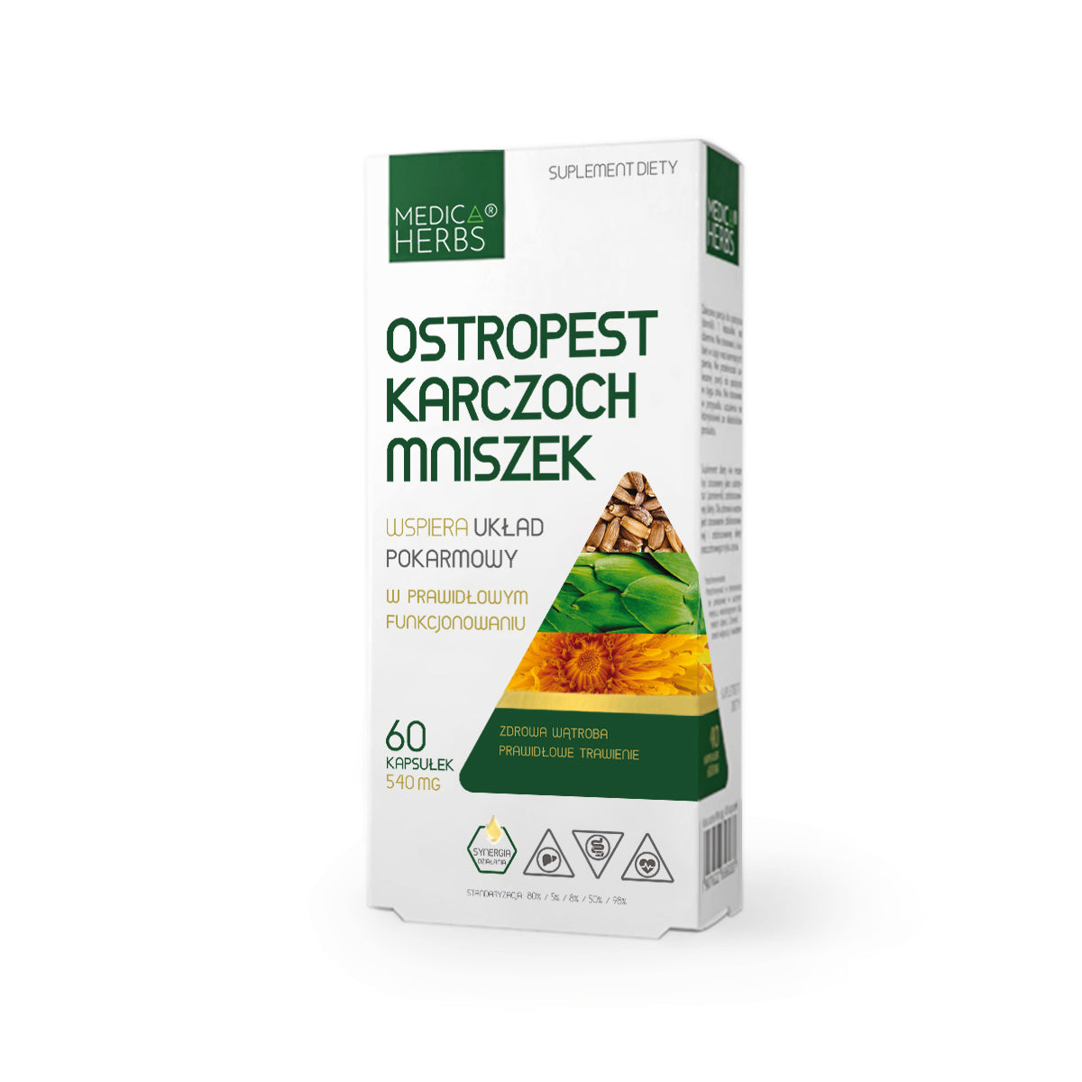 Ostropest, karczoch i mniszek 540 mg 60 kapsułek - Medica Herbs