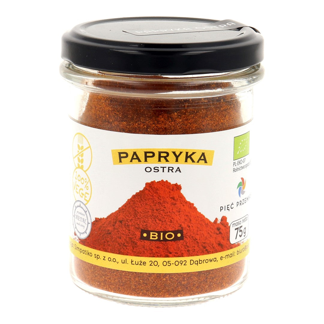 Papryka ostra bezglutenowa BIO 75 g - Pięć Przemian