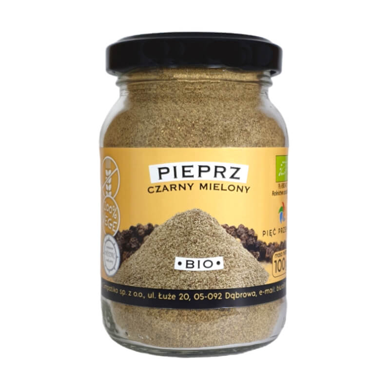 Pieprz czarny mielony bezglutenowy BIO 100 g - Pięć Przemian