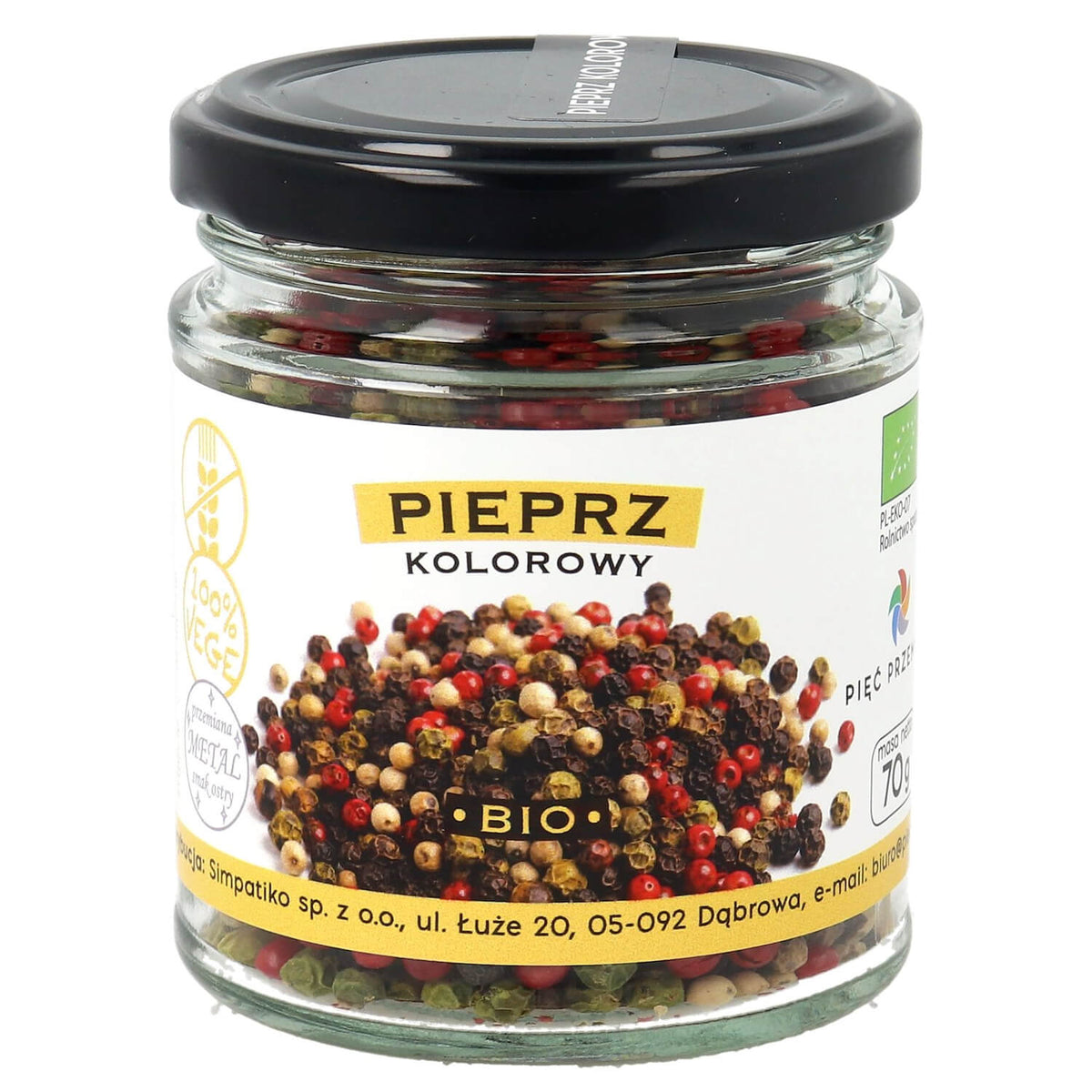 Pieprz kolorowy ziarnisty bezglutenowy BIO 70 g - Pięć Przemian