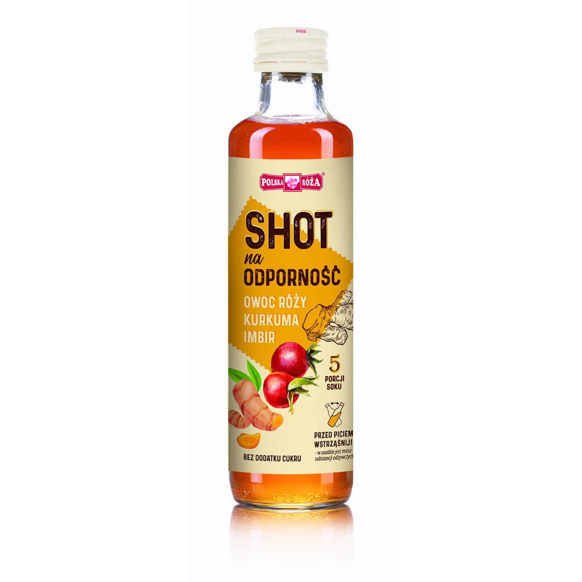 Shot na odporność (owoc róży, kurkuma, imbir) 250 ml - Polska Róża