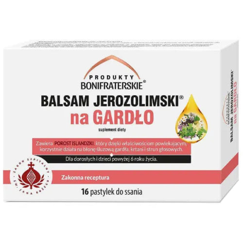 Balsam Jerozolimski na gardło 16 tabletek - Produkty Bonifraterskie