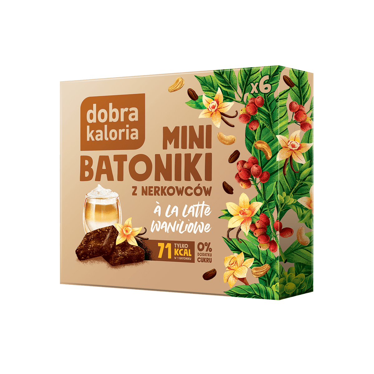 Batoniki z nerkowców à la latte waniliowe (6 × 17 g) 102 g - Dobra Kaloria