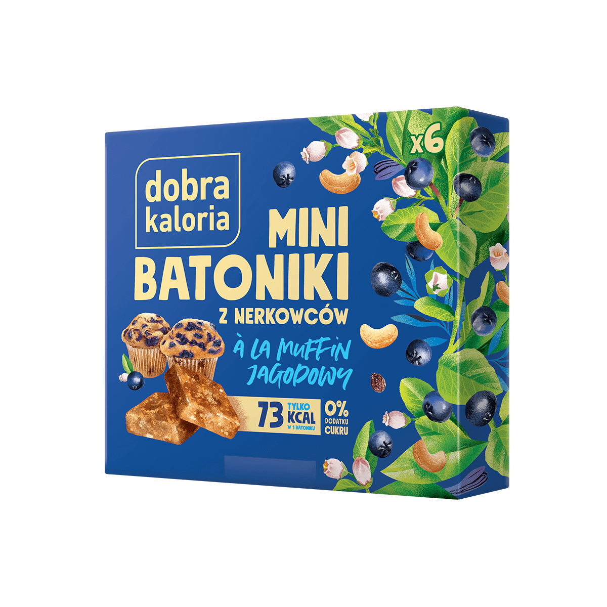 Batoniki z nerkowców à la muffin jagodowy (6 × 17 g) 102 g - Dobra Kaloria
