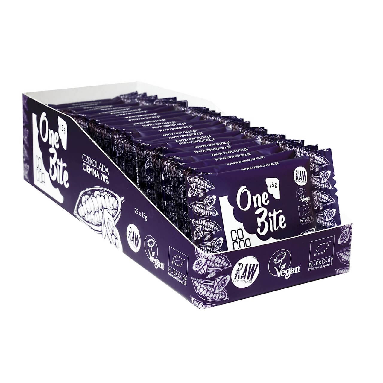 Czekolada gorzka surowa 70% One Bite BIO 15 g - Cocoa