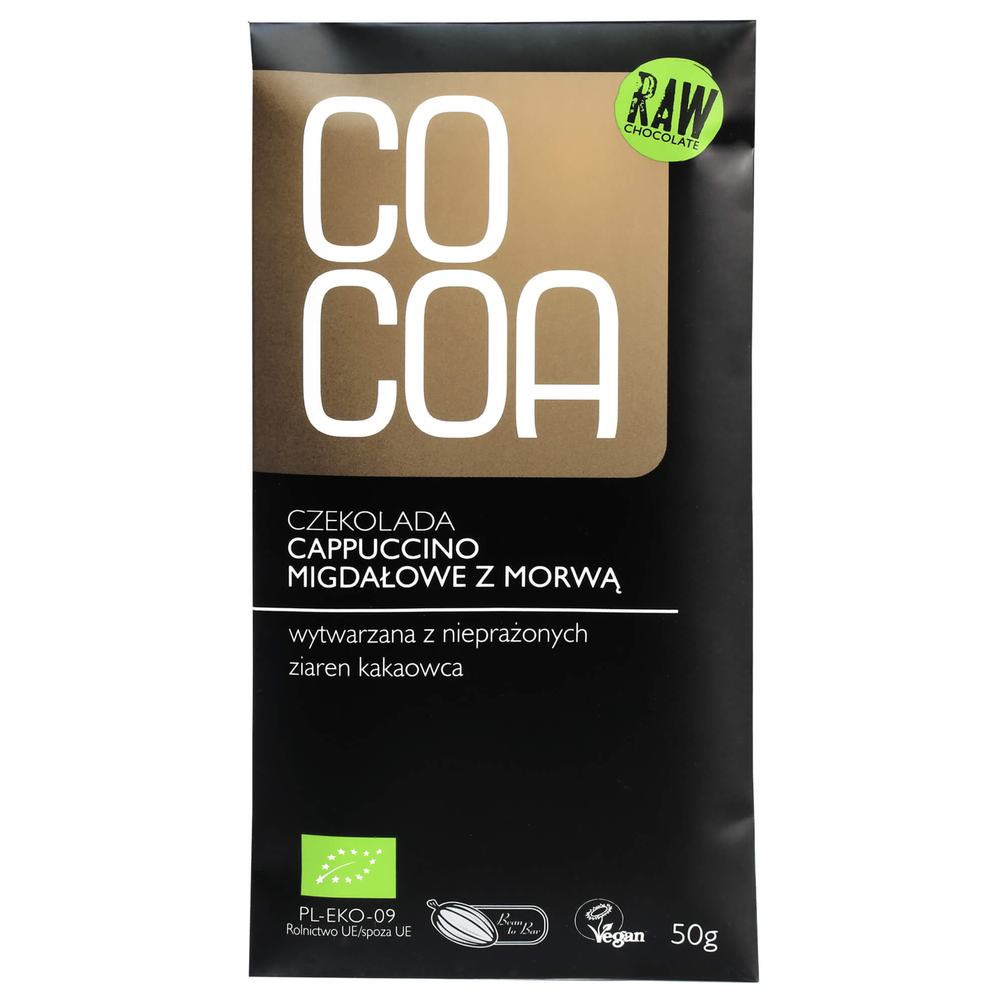Czekolada surowa cappuccino migdałowe z morwą BIO 50 g - Cocoa