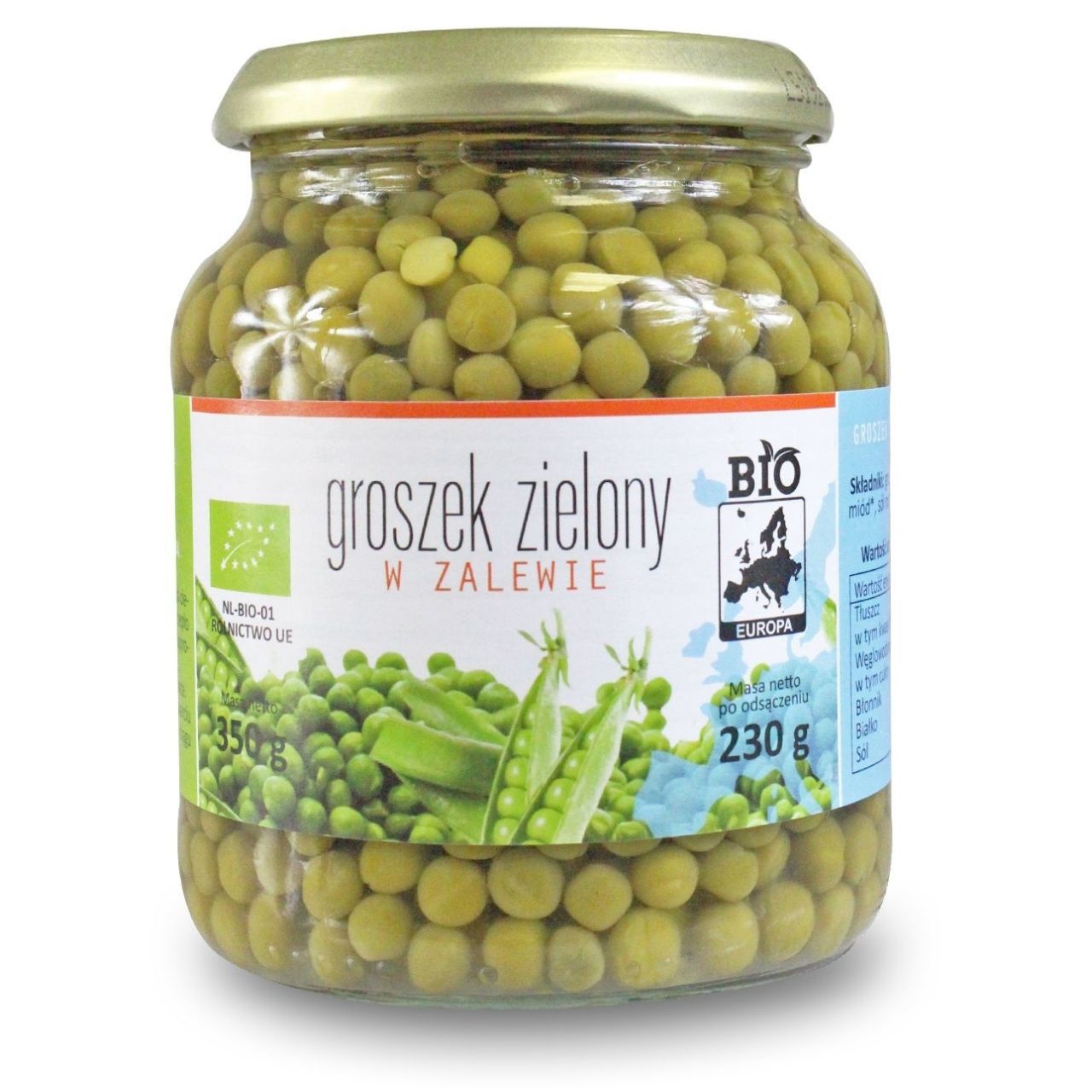 Groszek zielony w zalewie w słoiku BIO (230 g) 350 g - Bio Planet