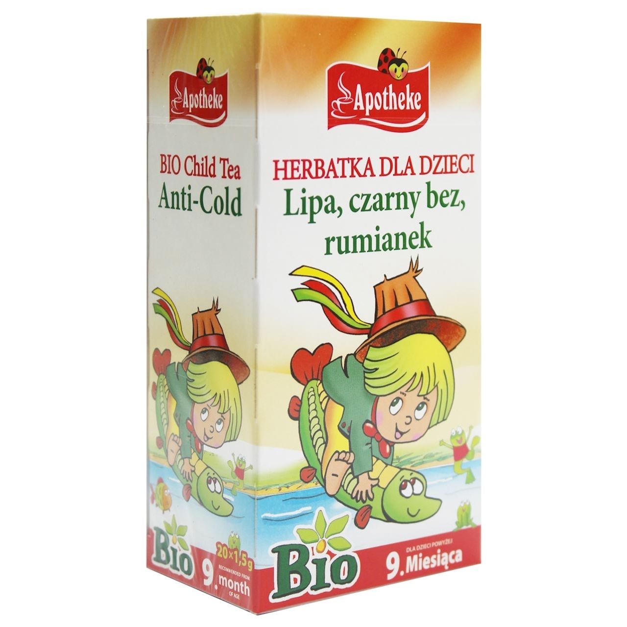 Herbata dla dzieci - lipa, czarny bez, rumianek przy przeziębieniu BIO (20 x 1,5 g) 30 g - Apotheke