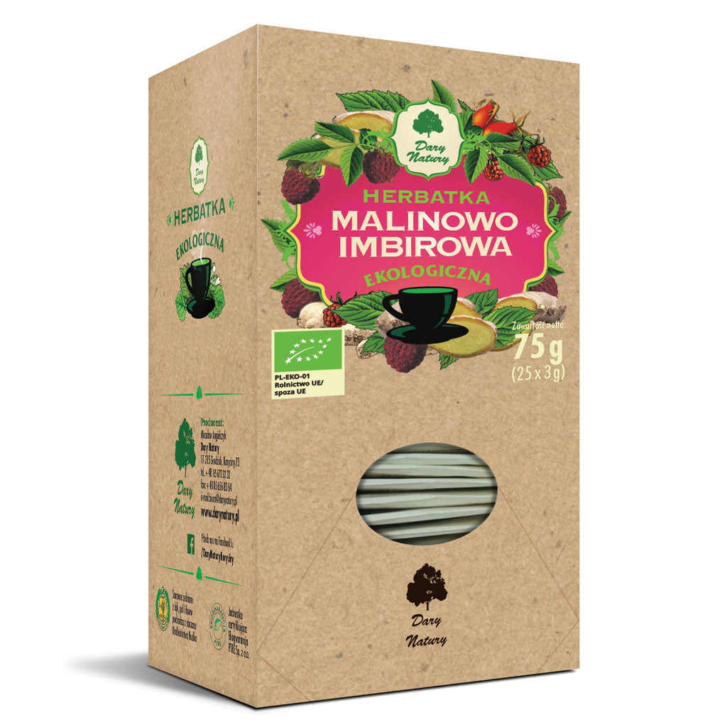 Herbata Malinowo-Imbirowa BIO (25 x 3 g) 75 g - Dary Natury