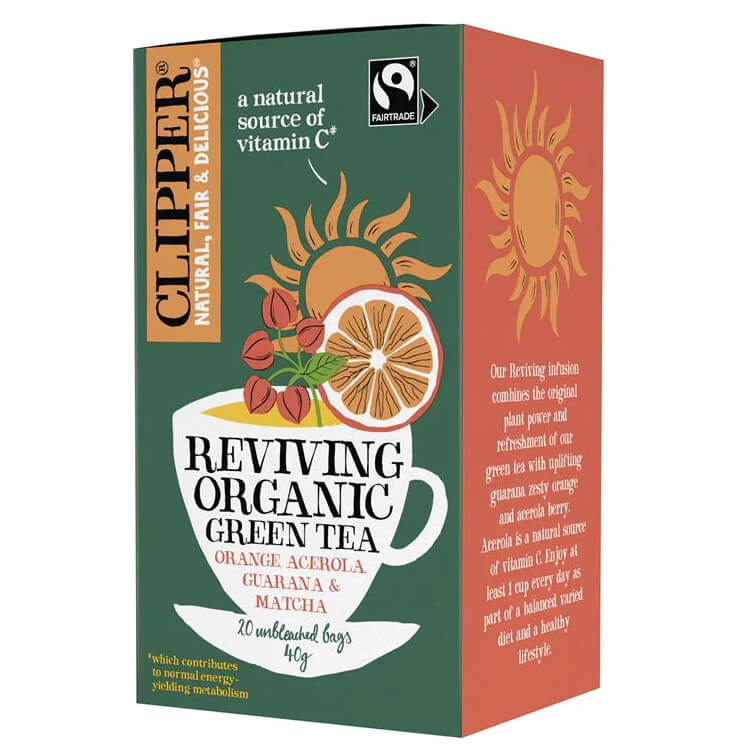 Herbata zielona z acerolą, guaraną i matchą "Ożywienie" BIO (20 × 2 g) 40 g - Clipper