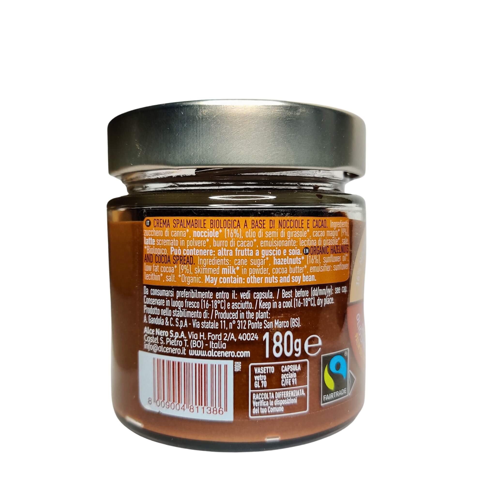 Krem orzechowo-czekoladowy Fair Trade BIO 180 g - Alce Nero