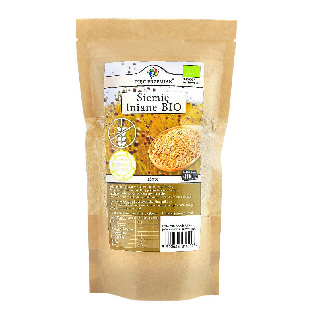 Len złoty (siemię lniane) BIO 400 g - Pięć Przemian