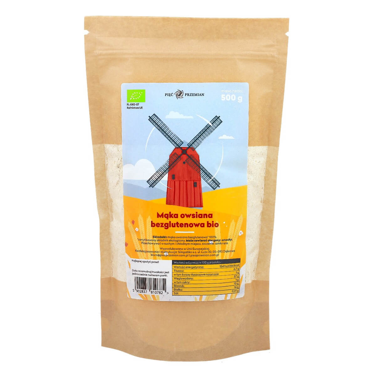 Mąka owsiana bezglutenowa BIO 500 g - Pięć Przemian