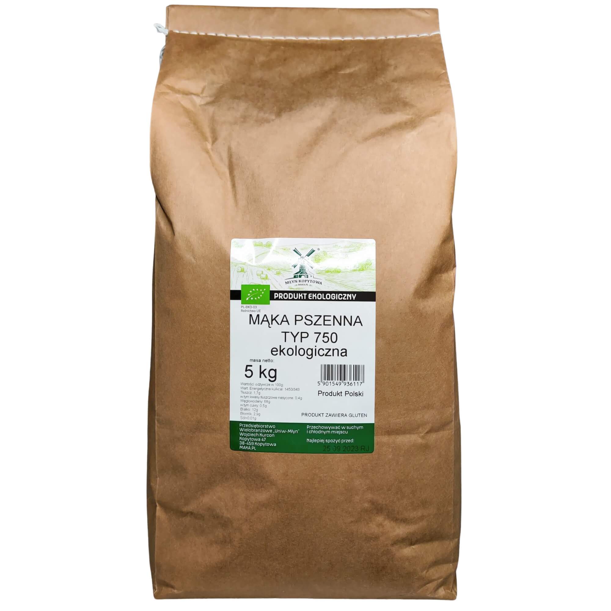 Mąka pszenna chlebowa typ 750 BIO 5 kg - Młyn Kopytowa