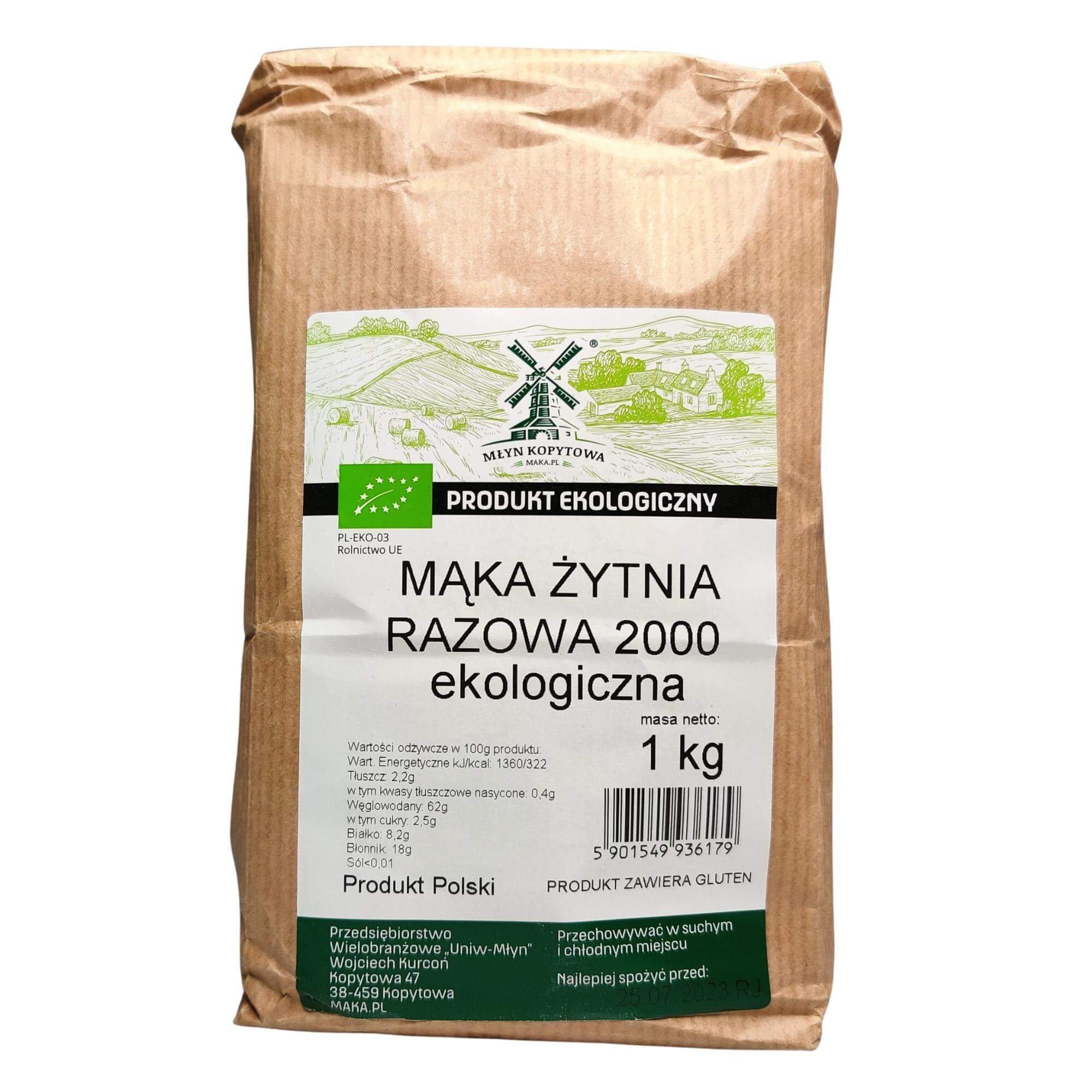 Mąka żytnia razowa typ 2000 BIO 1 kg - Młyn Kopytowa