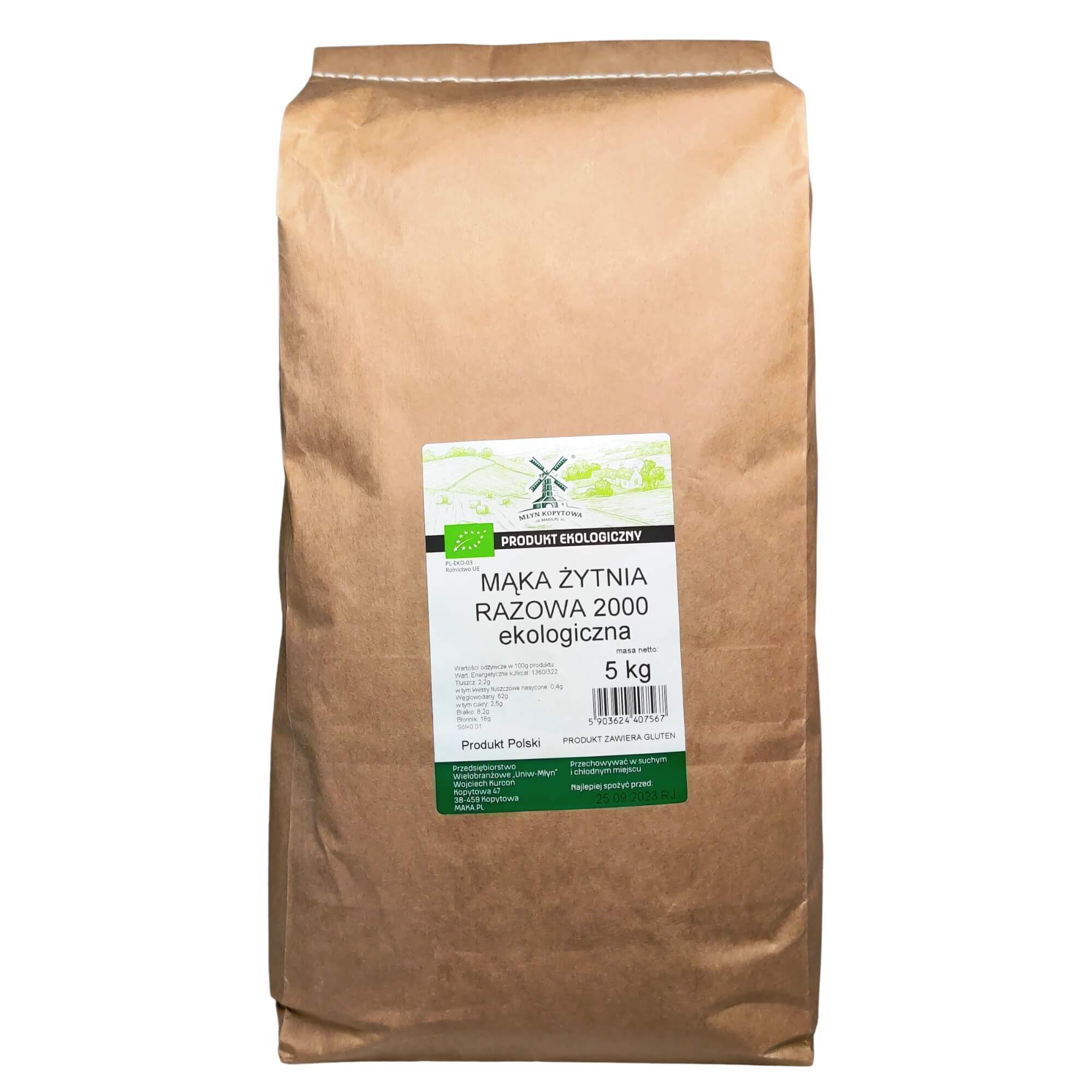Mąka żytnia razowa typ 2000 BIO 5 kg - Młyn Kopytowa
