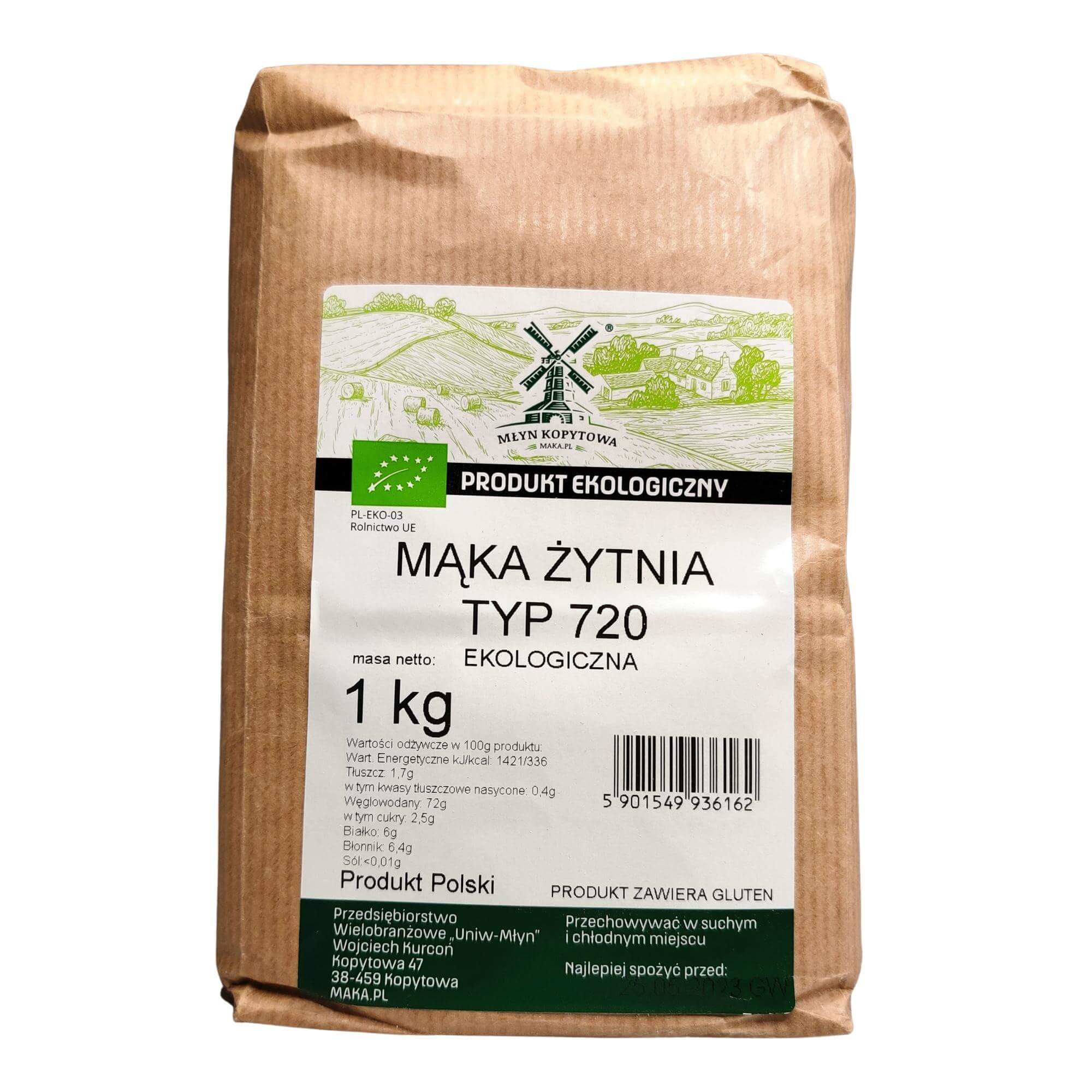 Mąka żytnia typ 720 BIO 1 kg - Młyn Kopytowa
