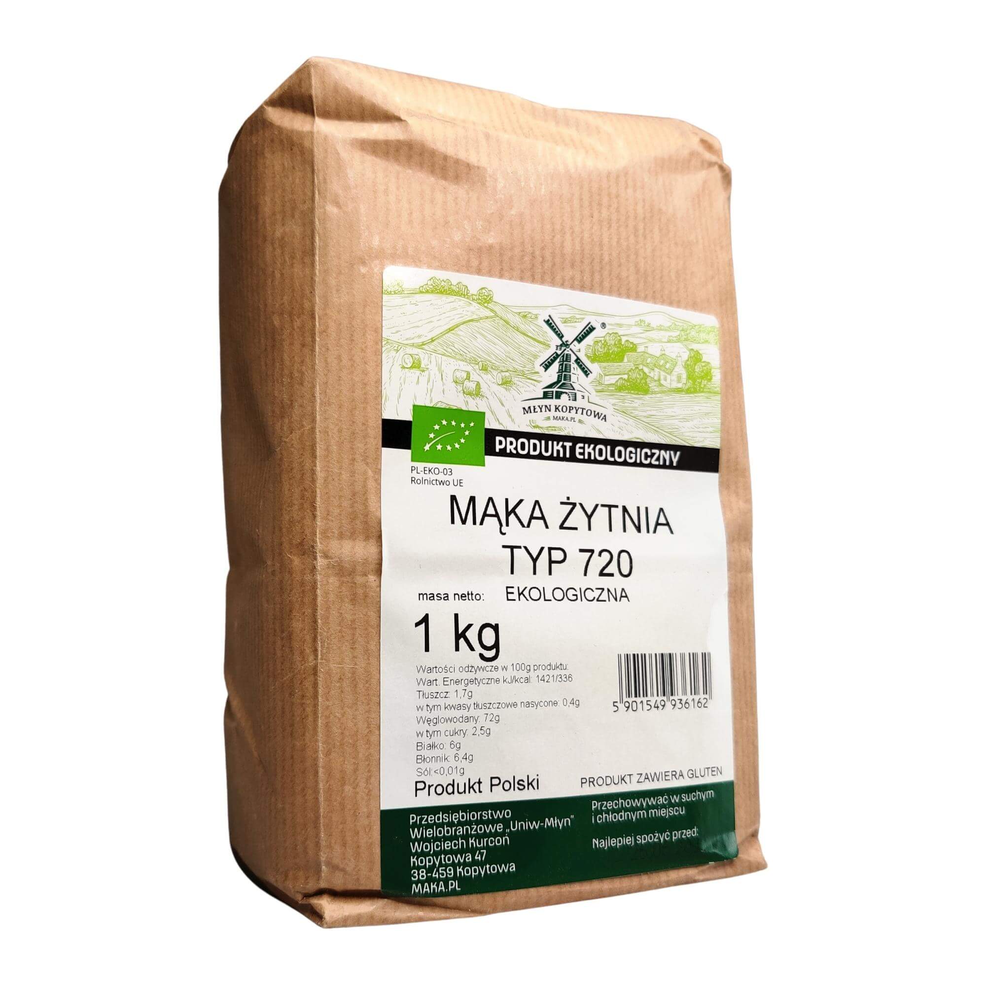 Mąka żytnia typ 720 BIO 1 kg - Młyn Kopytowa