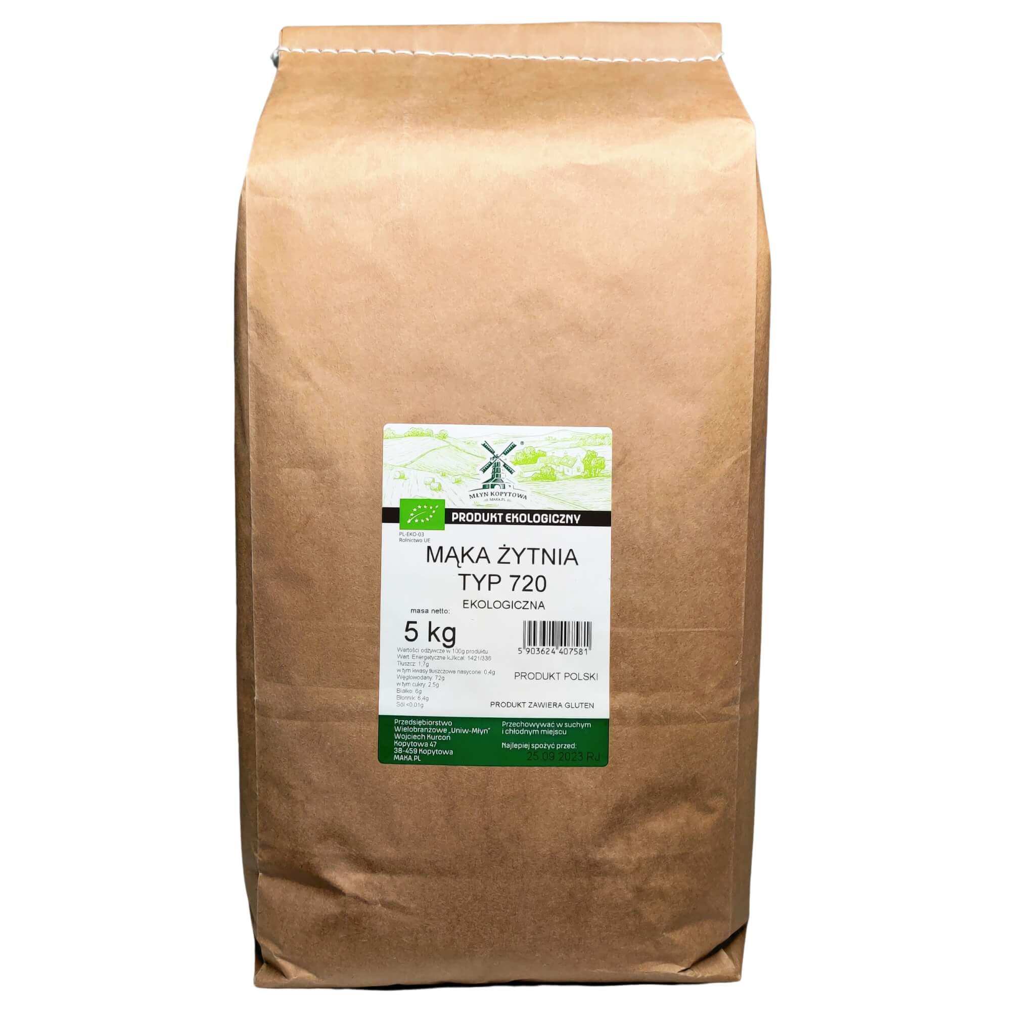 Mąka żytnia typ 720 BIO 5 kg - Młyn Kopytowa