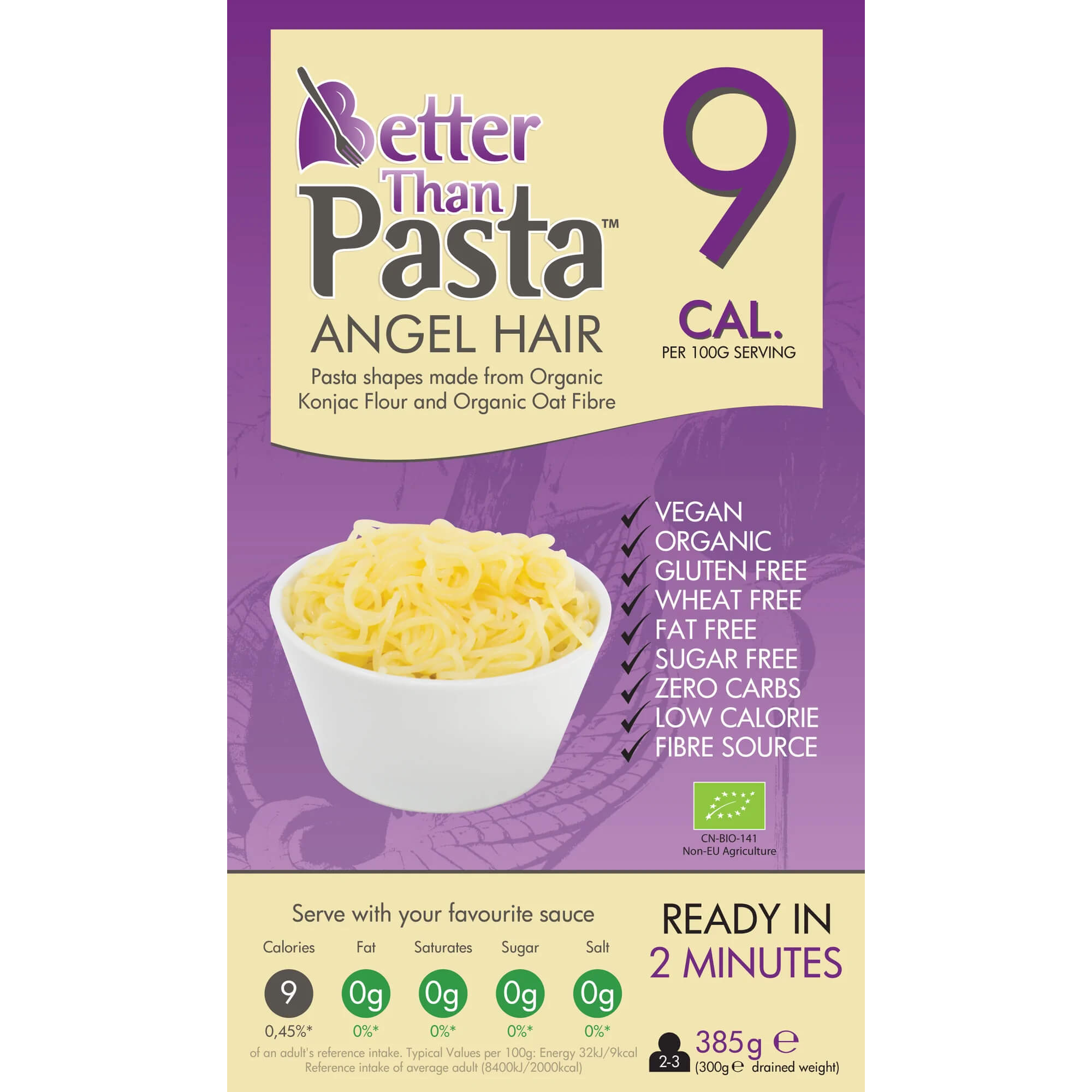 Makaron konjac noodle angel hair BIO 385 g - Better Than Foods