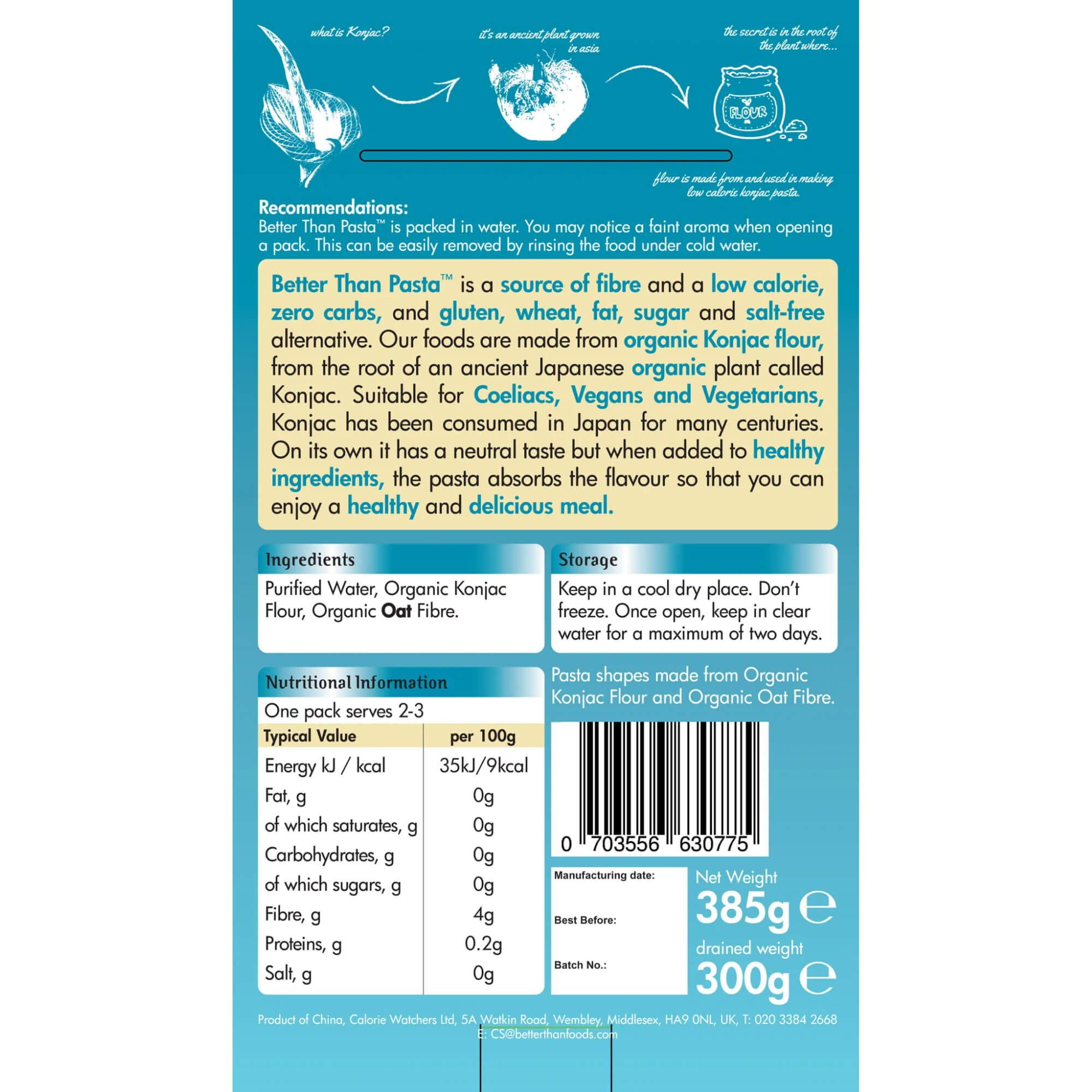 Makaron konjac noodle tagliatelle BIO 385 g - Better Than Foods