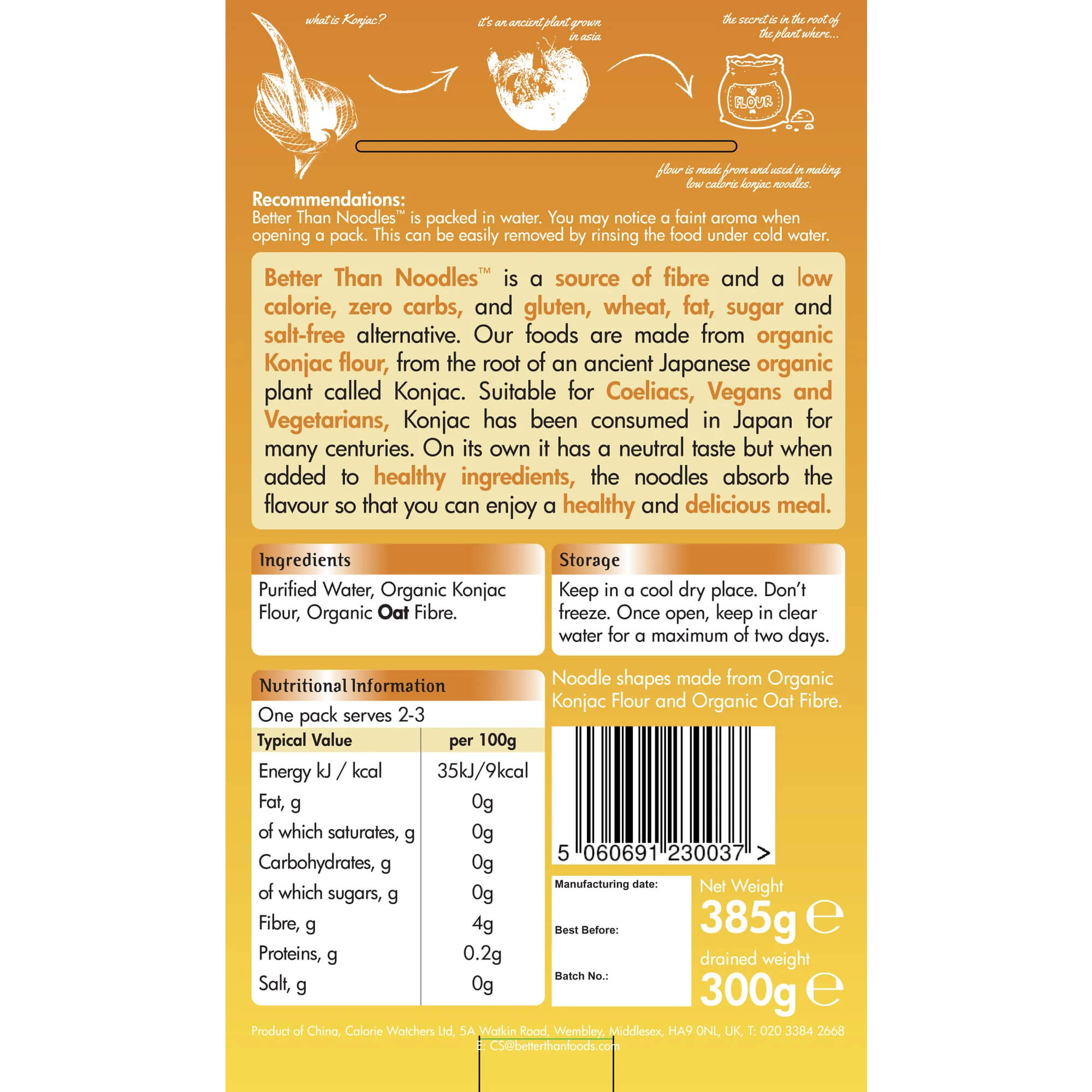Makaron konjac noodle thai style BIO 385 g - Better Than Foods